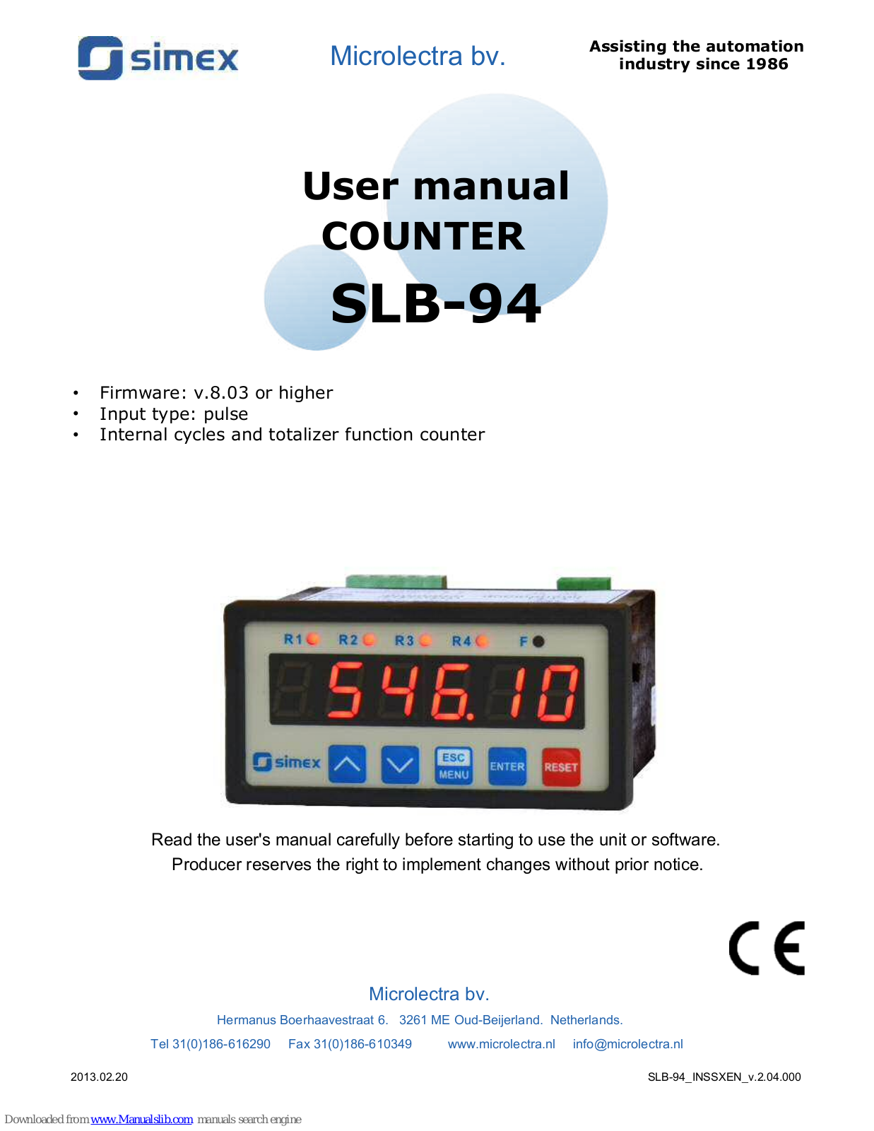 Simex SLB-94 User Manual - ManualMachine.com