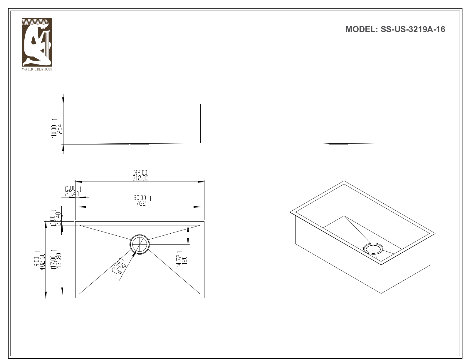 Water Creation SSUS3219A, SSSGUS3219A16, SSSUS3219A16, SSSUS3219A, SSUS3219A16 User Manual