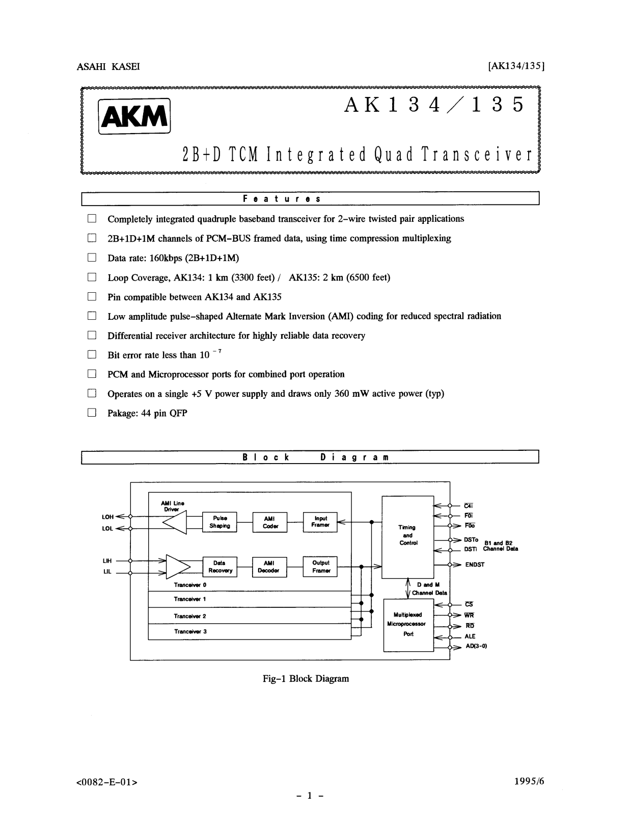 AKM AK135, AK134 Datasheet