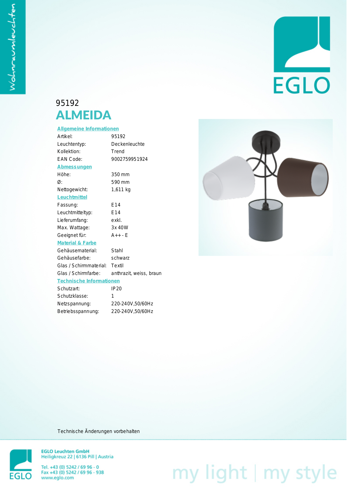 Eglo 95192 Service Manual