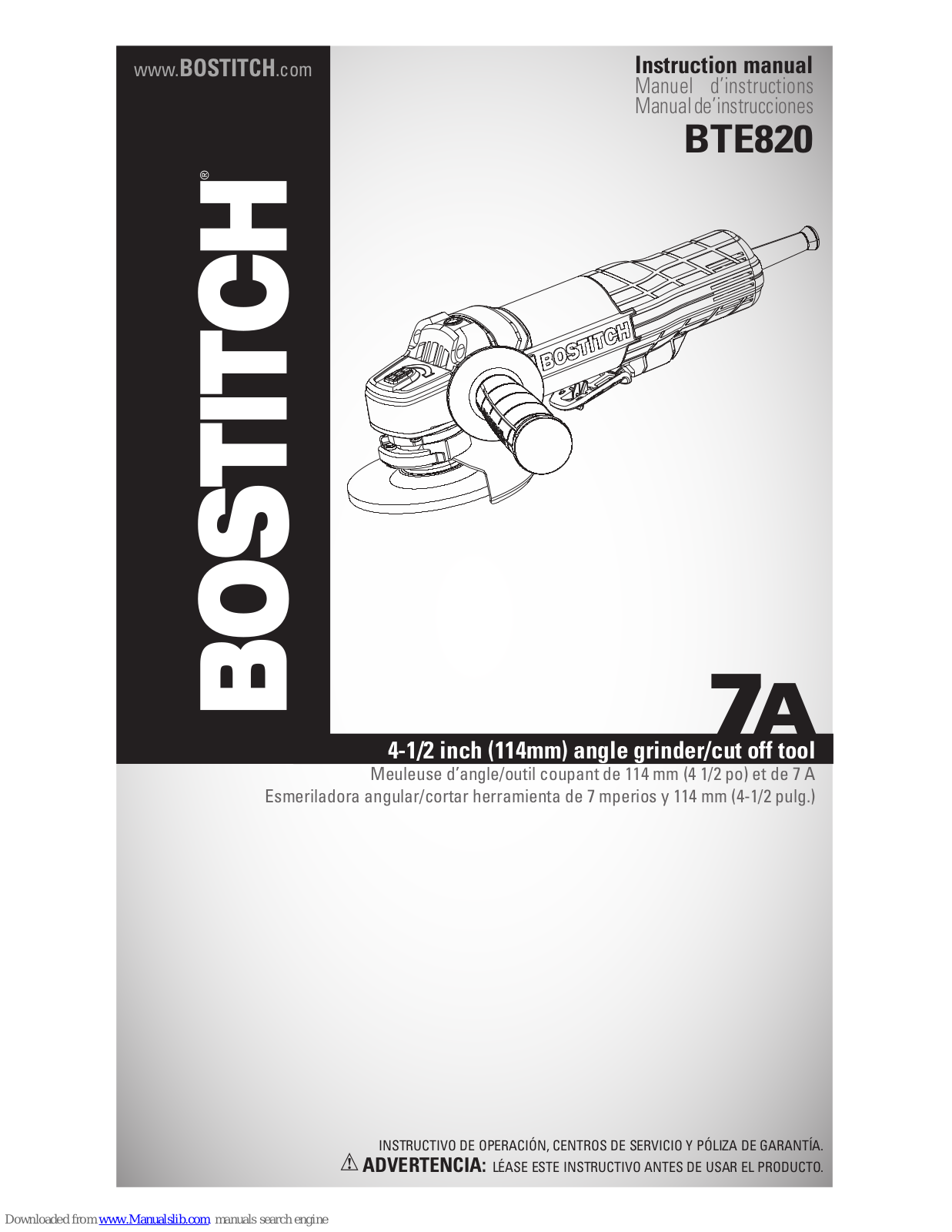 Bostitch BTE820 Instruction Manual