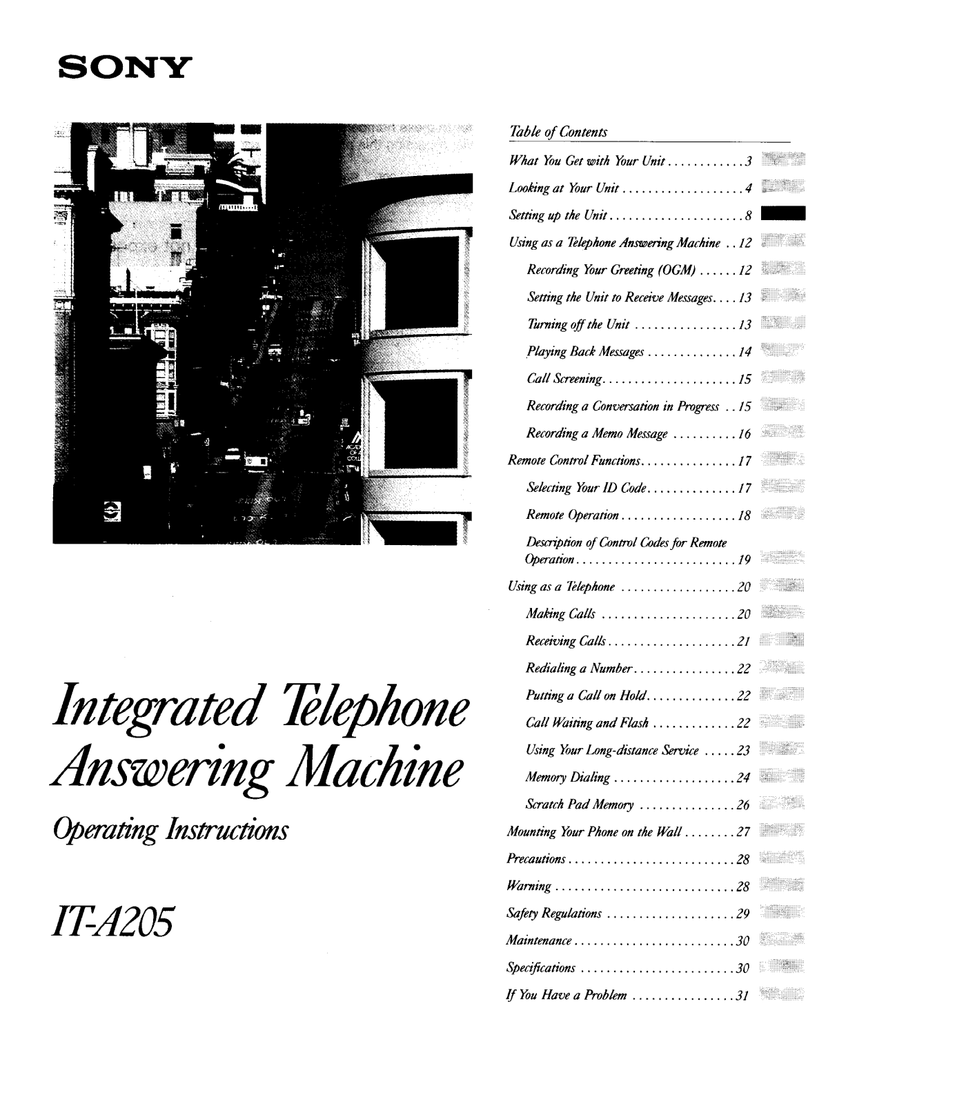 Sony IT-A205 Operating Instructions