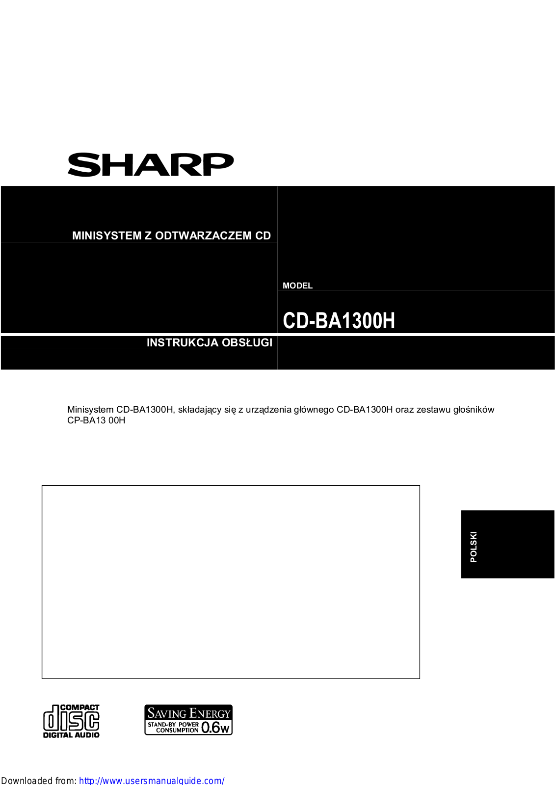 SHARP CD-BA1300H User Manual