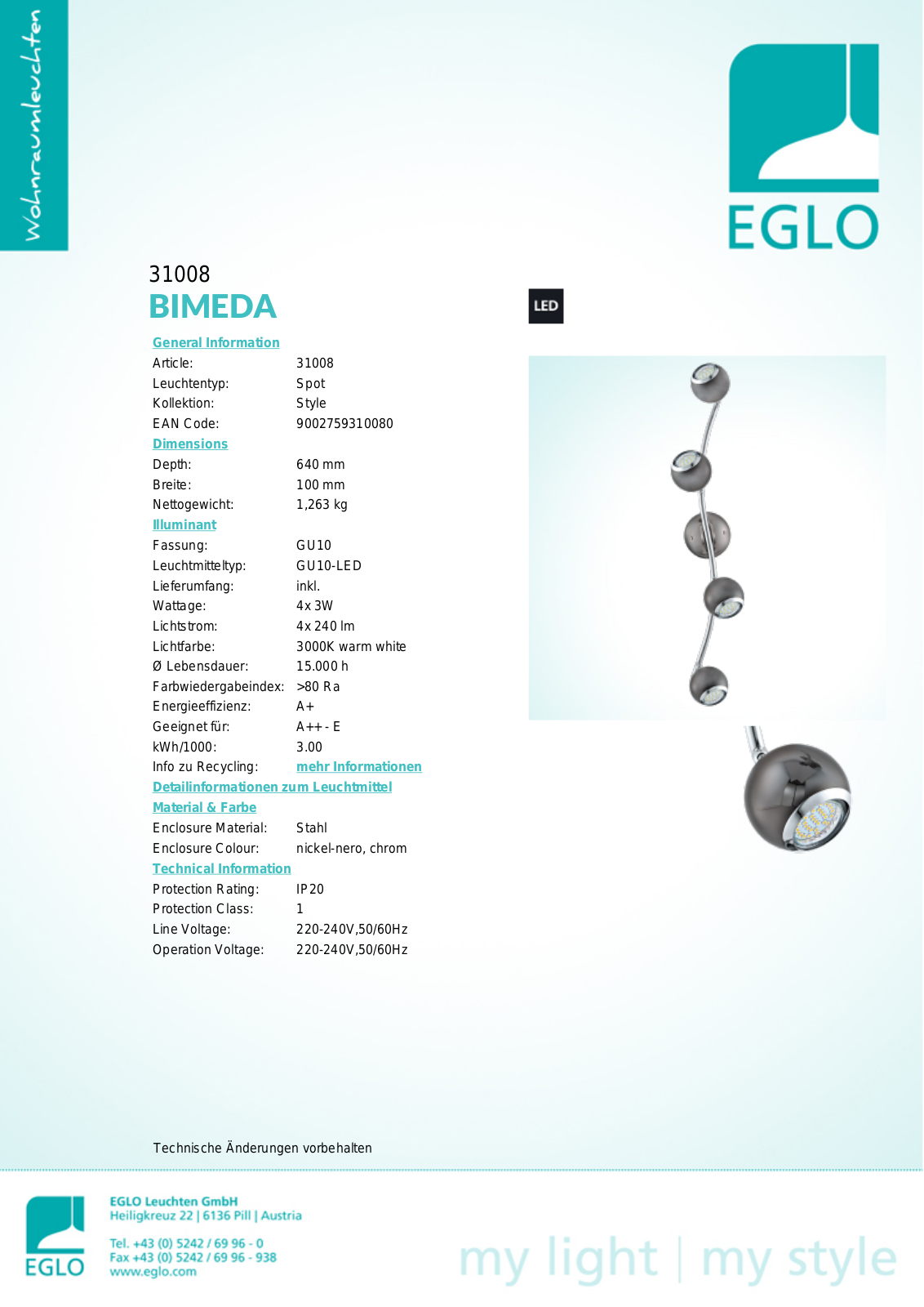 Eglo 31008 Service Manual