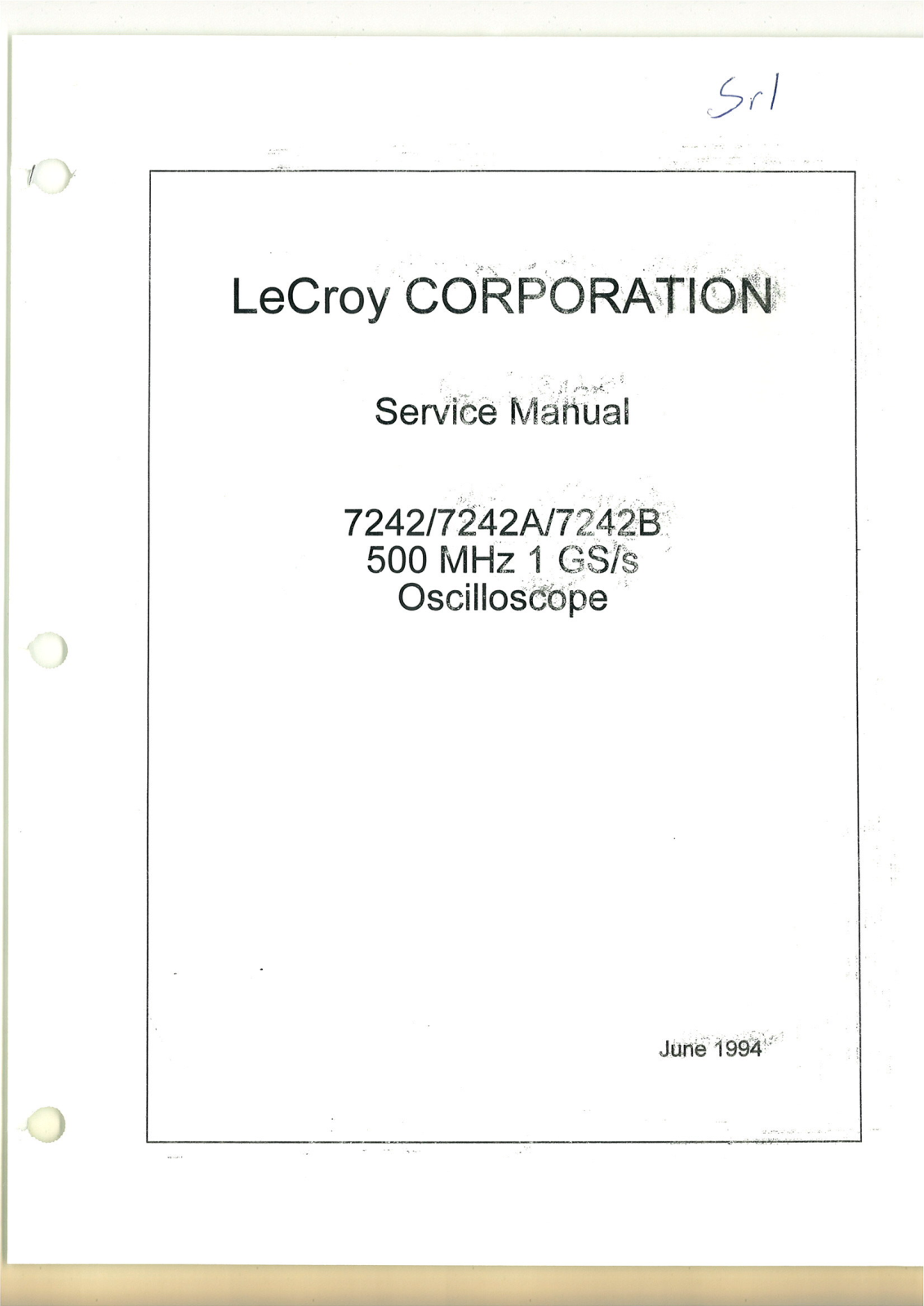 LeCroy 7242B, 7242A, 7242 Service Manual