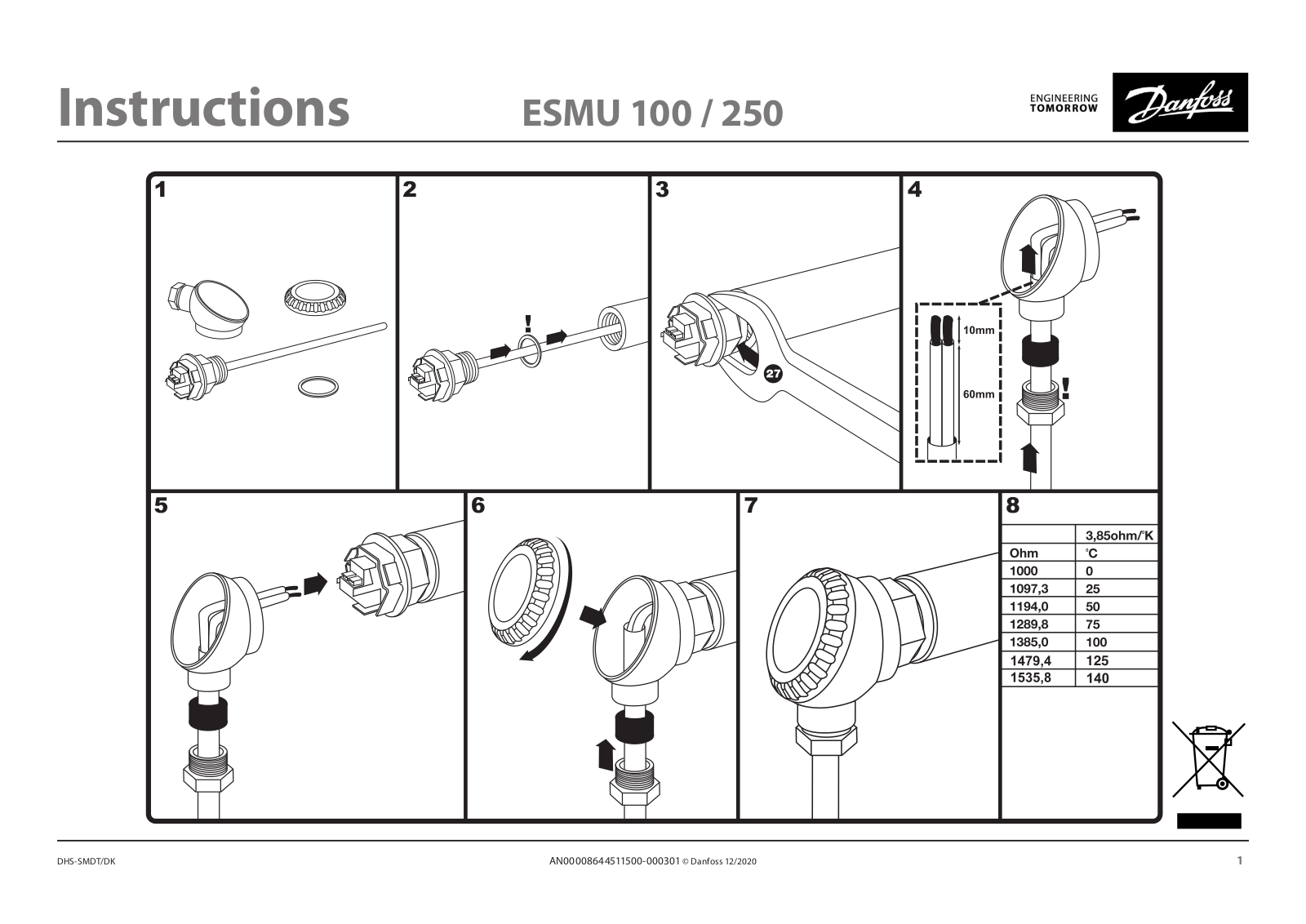 Danfoss ESMU 100, ESMU 250 Installation guide