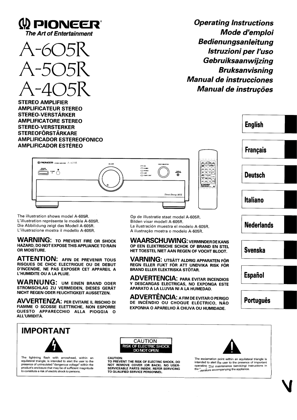 Pioneer A-605-R Owners manual