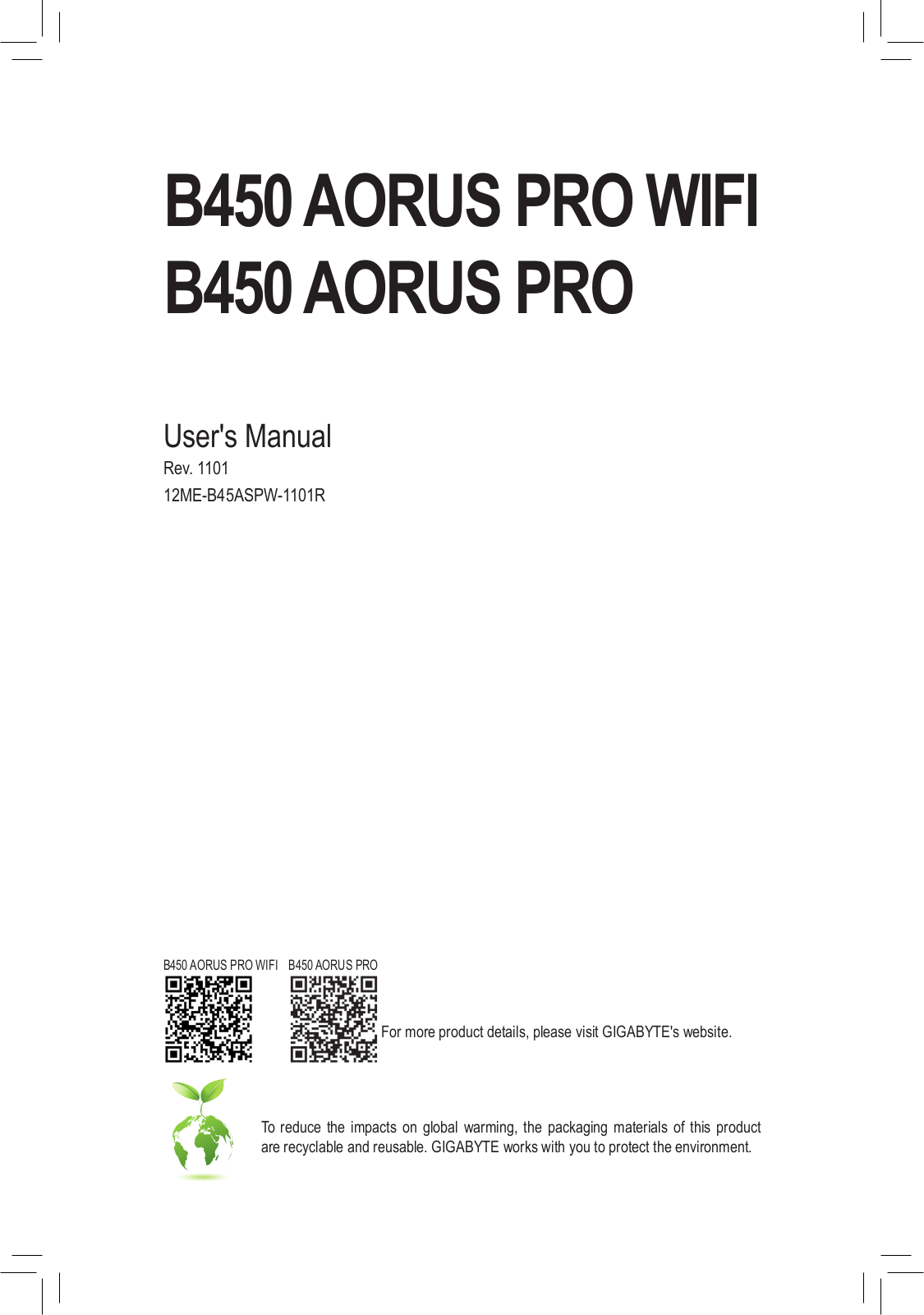 GIGABYTE B450 AORUS PRO WIFI, B450 AORUS PRO Users guide