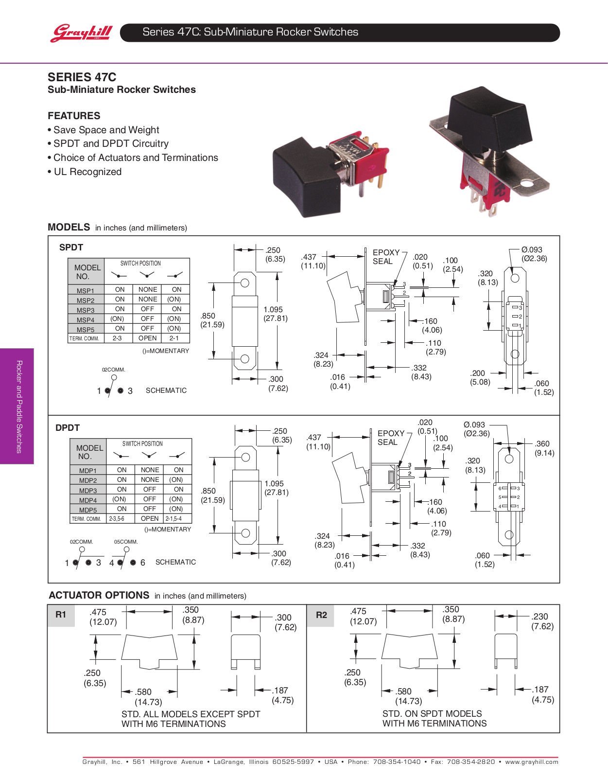 Grayhill Rocker Switches 47C User Manual