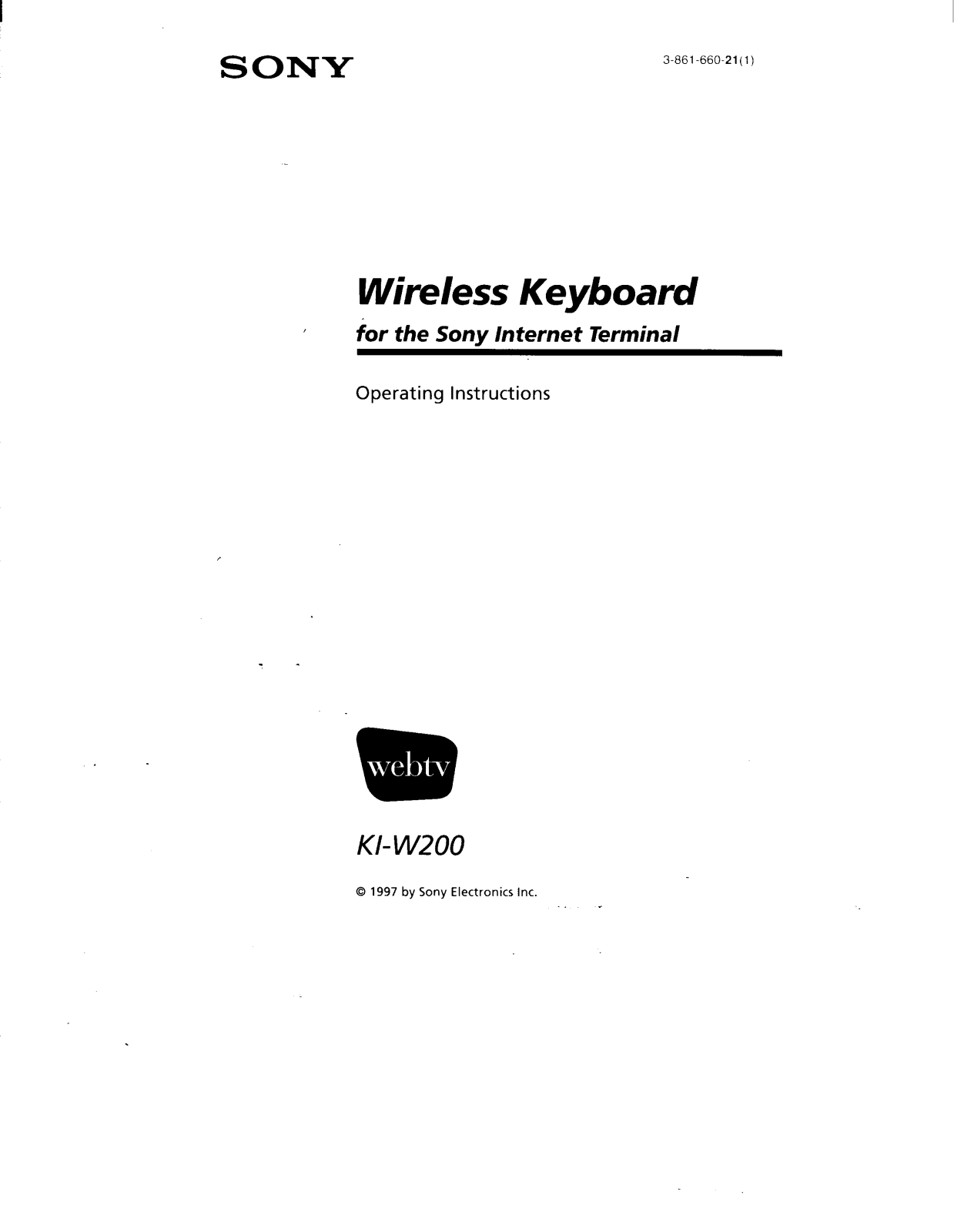 Sony KI-W200 Operating Manual