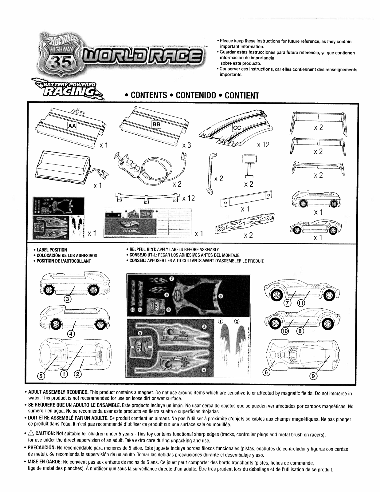 Fisher-Price B7054 Instruction Sheet