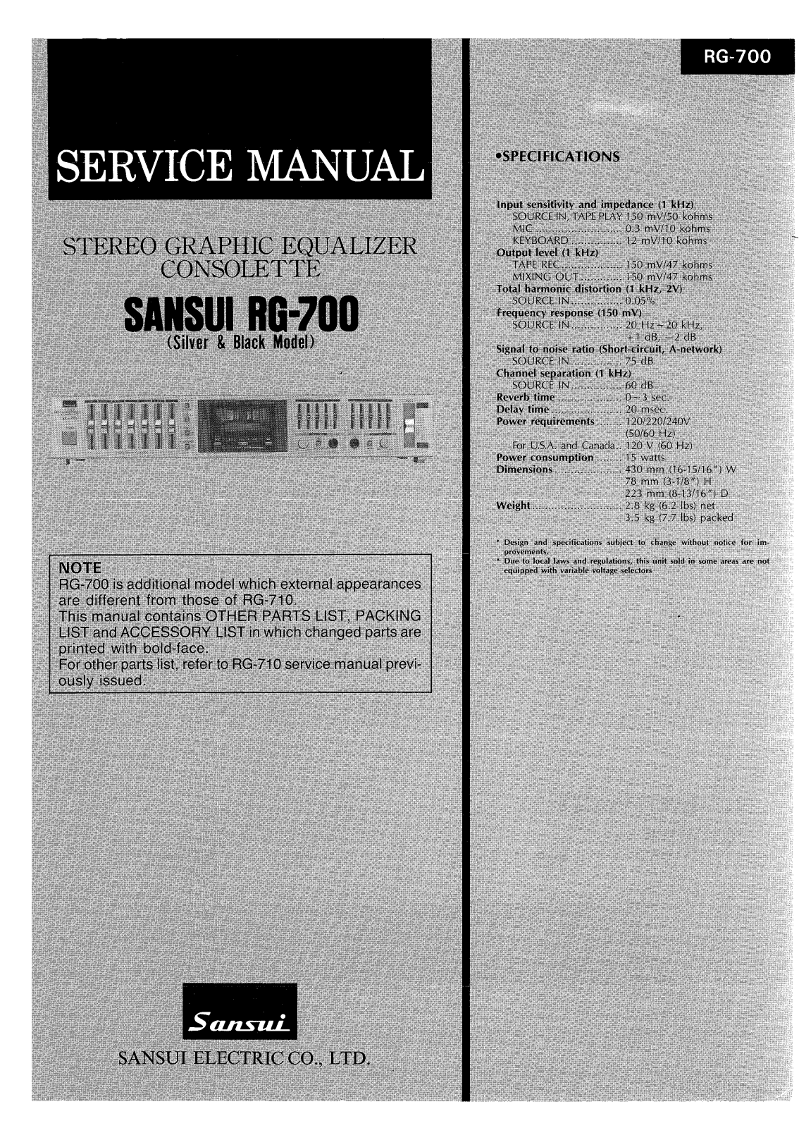 Sansui RG-700 Service manual