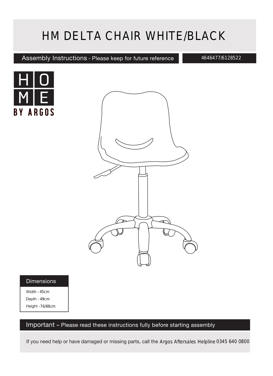 Argos HLP-5017-4 ASSEMBLY INSTRUCTIONS