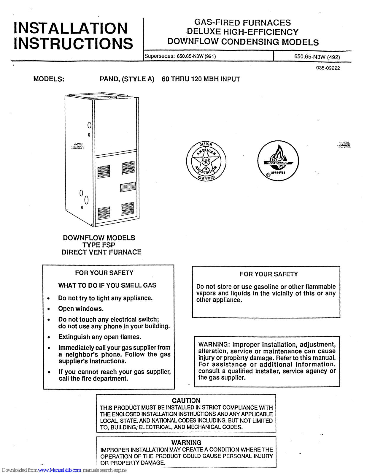 Hamilton Home Products PAND Installation Instructions Manual