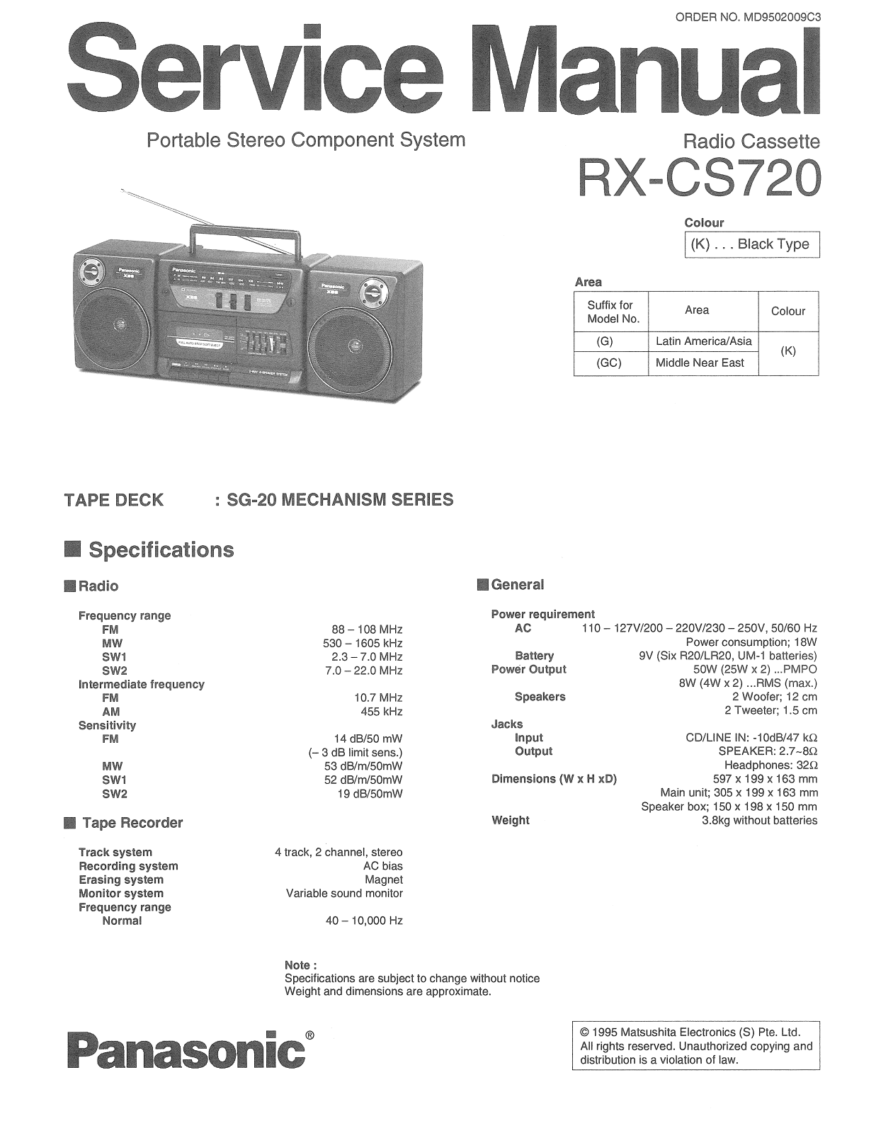 Panasonic RXCS-720 Service manual