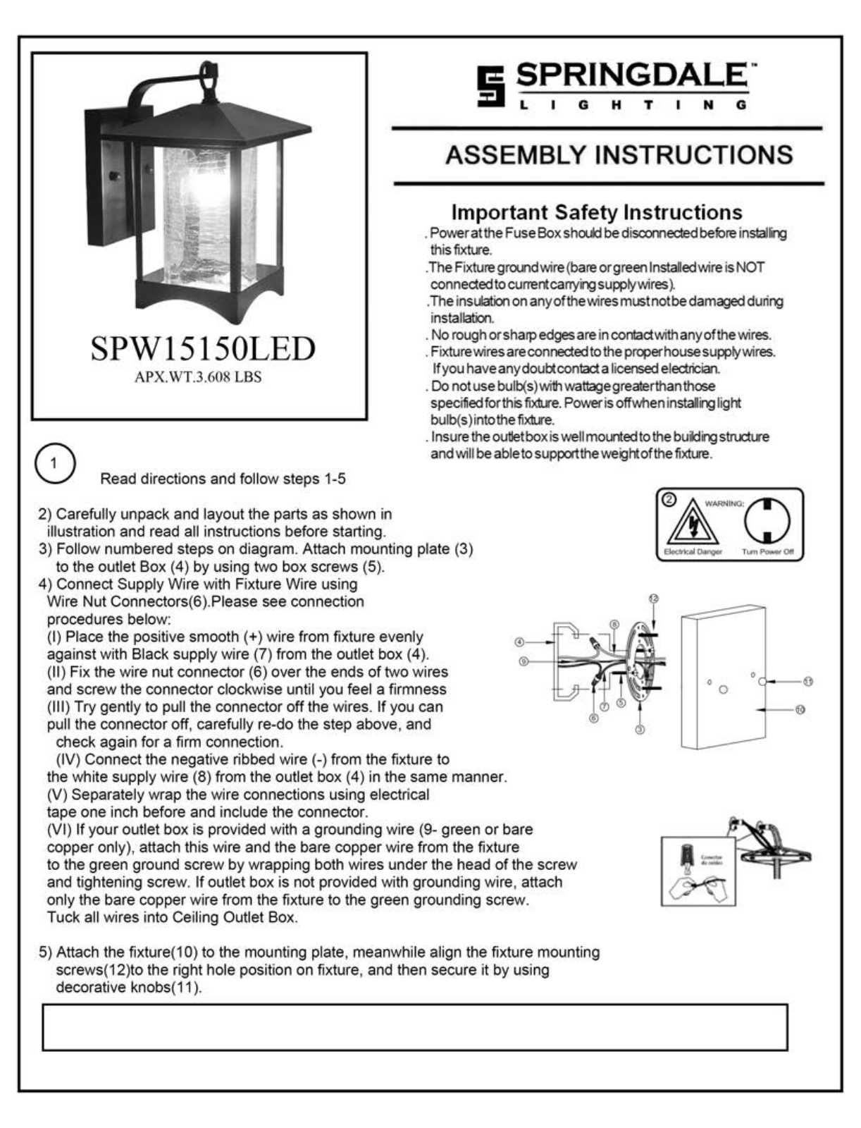 Springdale Lighting DT4593 Installation & Assembly - ManualMachine.com