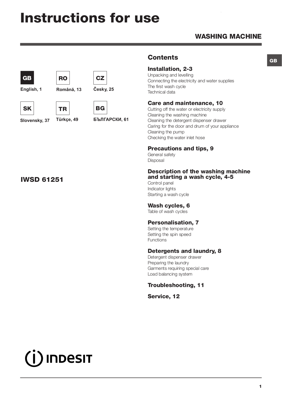 Indesit IWSD 61251 C ECO EU User Manual