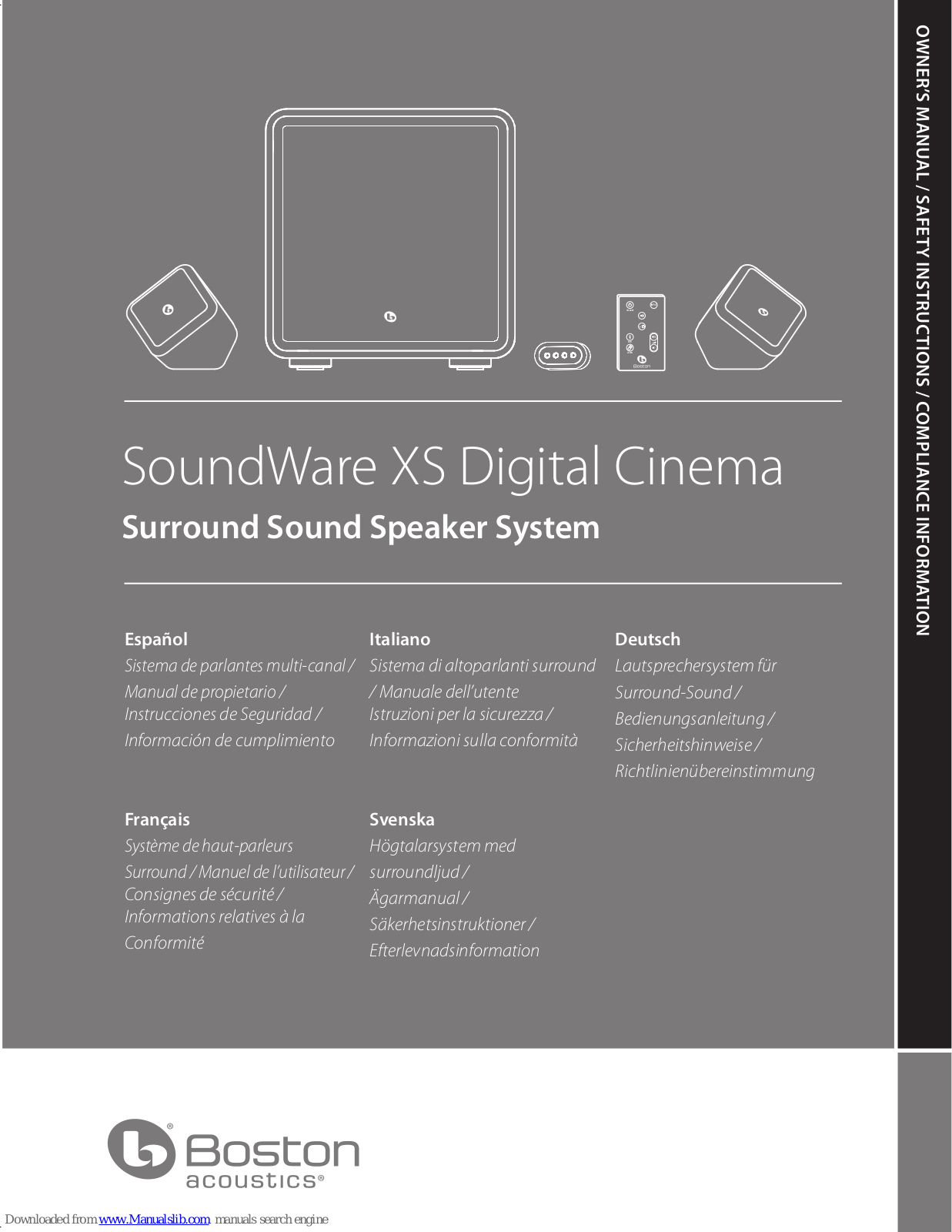 Boston Acoustics SoundWare XS Digital Cinema Owner's Manual