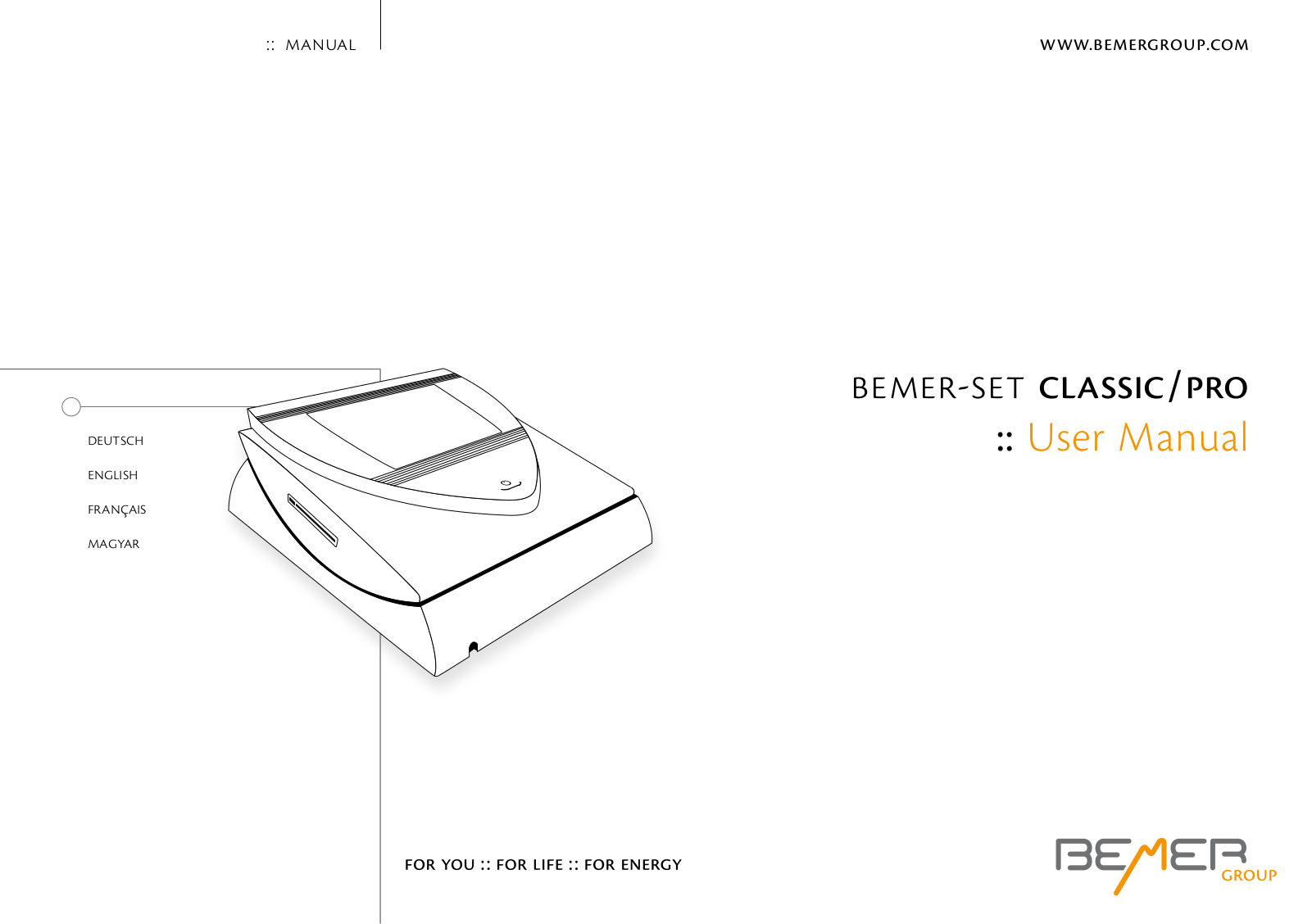 Bemer Set Classic Pro, Set Classic User Manual