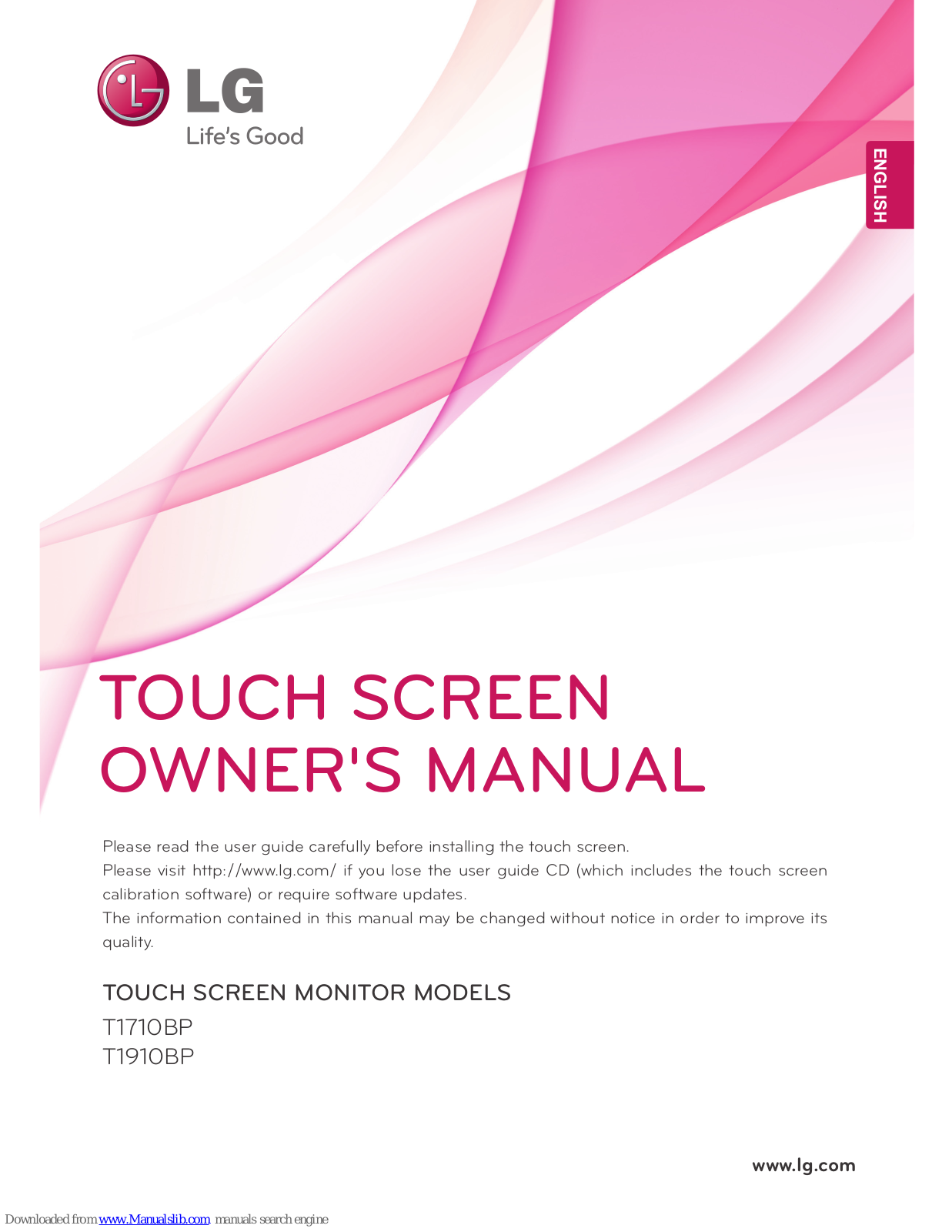 LG T1710BP, T1910BP Owner's Manual