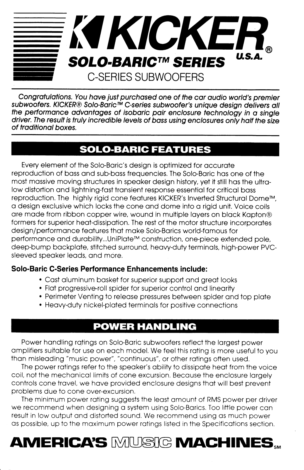 Kicker Solo-Baric C Owner's Manual