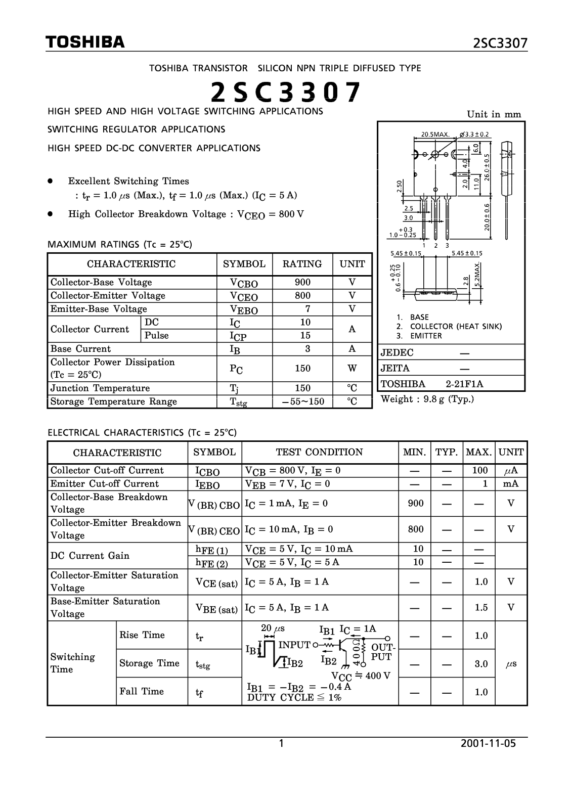 Datasheet 2SC3307 Specification - ManualMachine.com