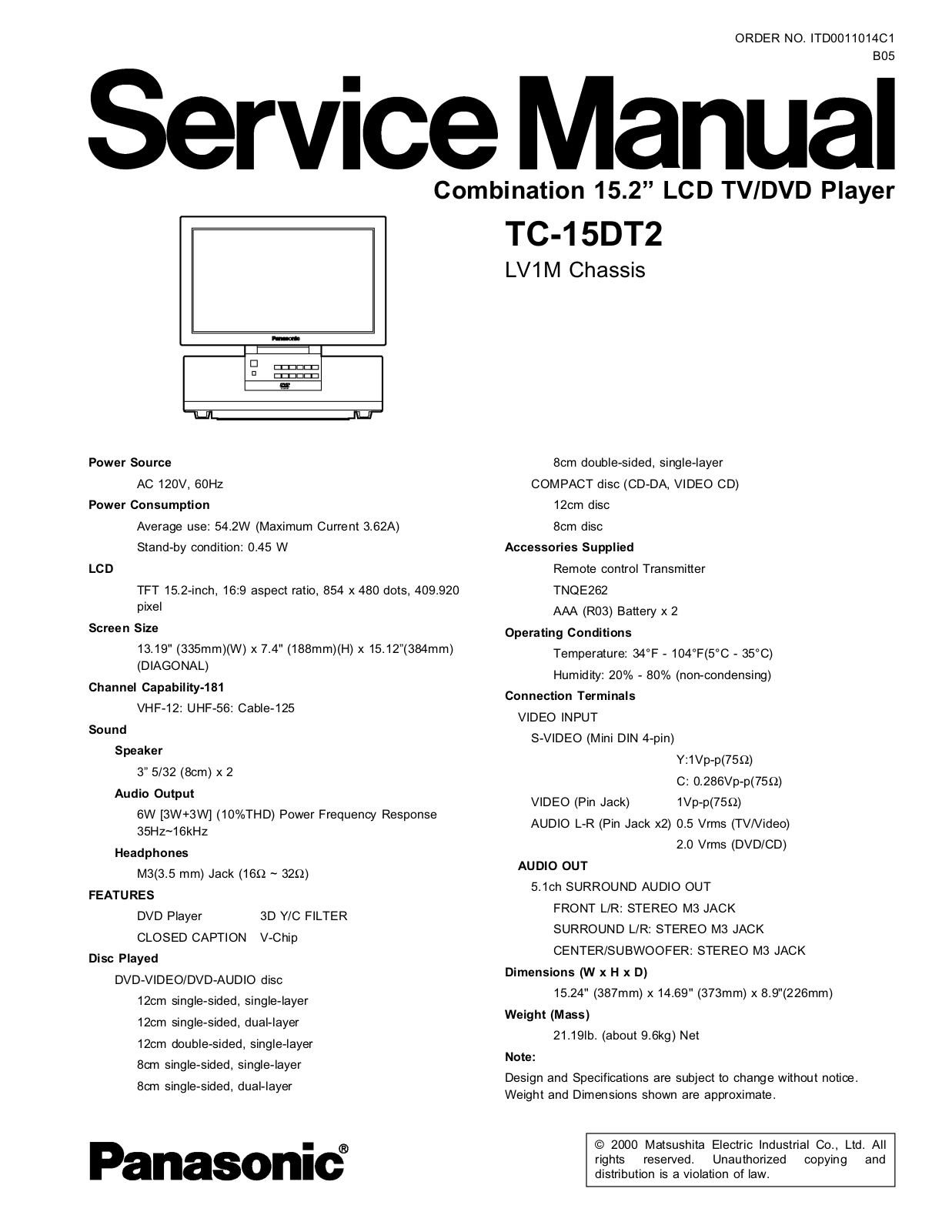 Panasonic TC-15DT2 Service manual