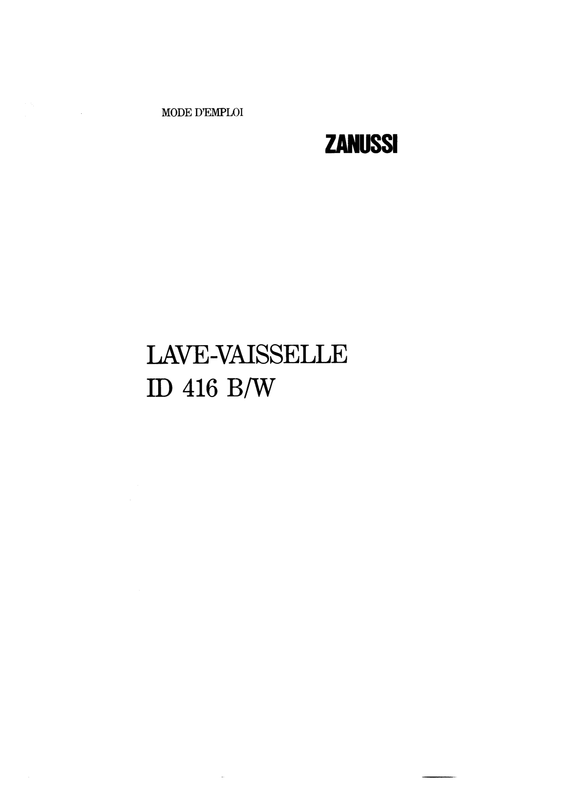 Zanussi ID416W User Manual