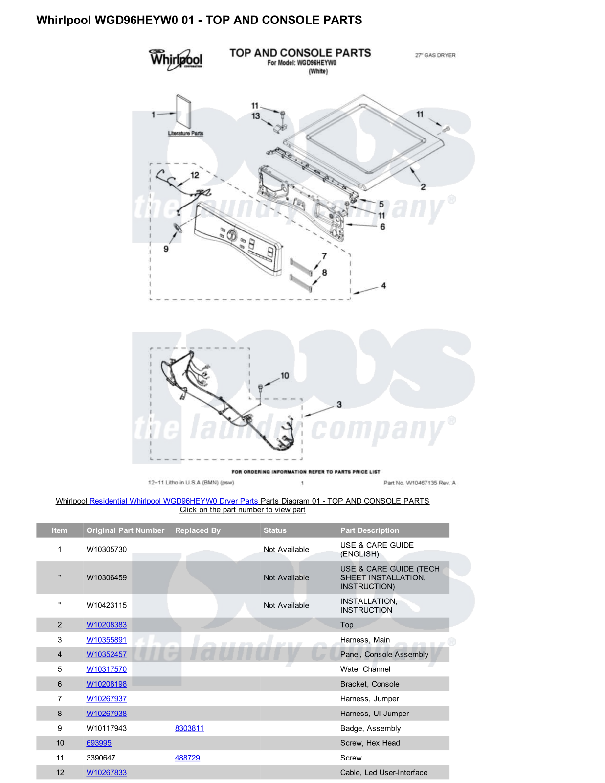 Whirlpool WGD96HEYW0 Parts Diagram