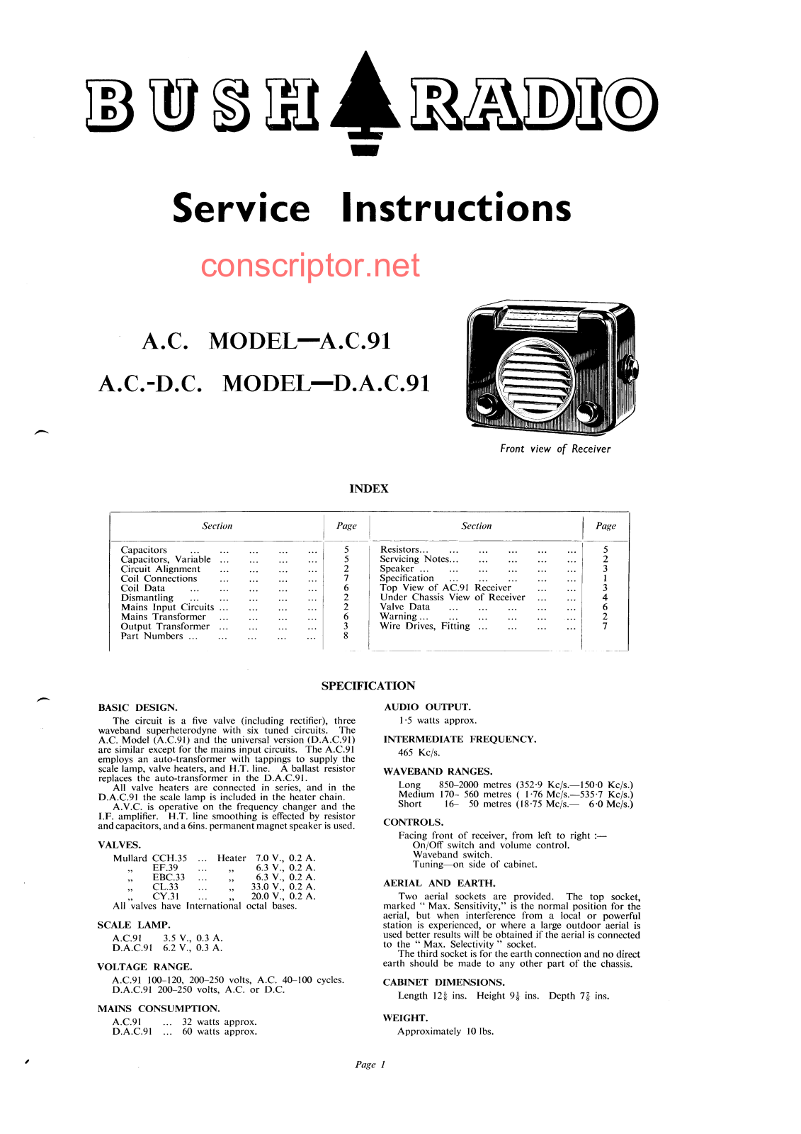 Buch A.C91, D.A.C.91 Service manual