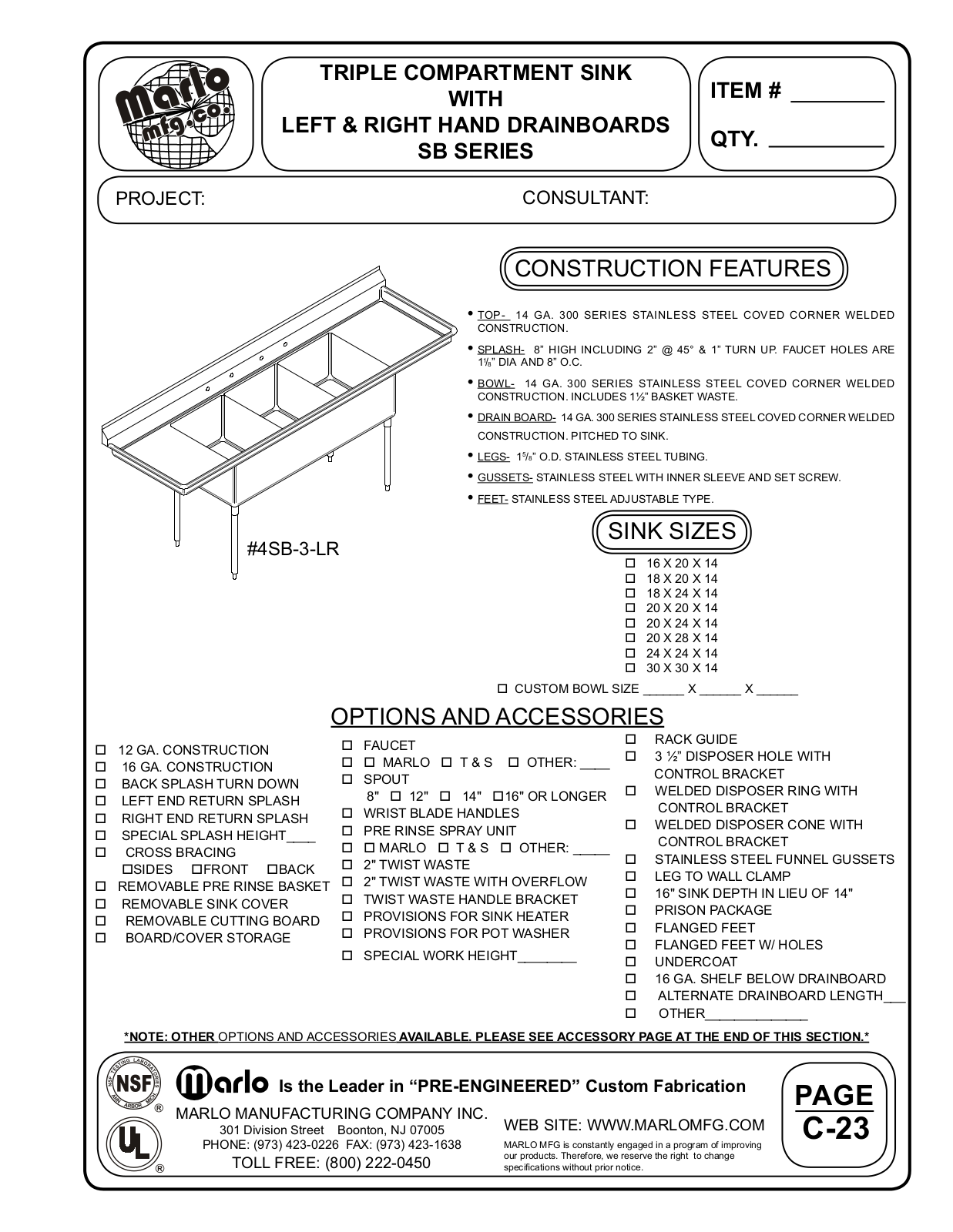 Marlo 4SB-3-1620-18LR User Manual