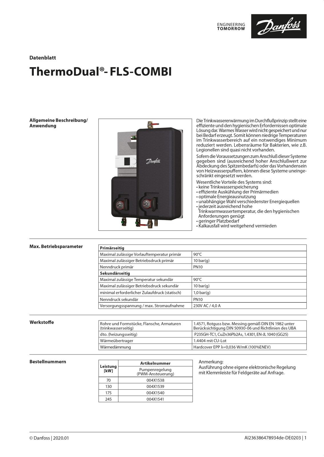 Danfoss ThermoDual Data sheet