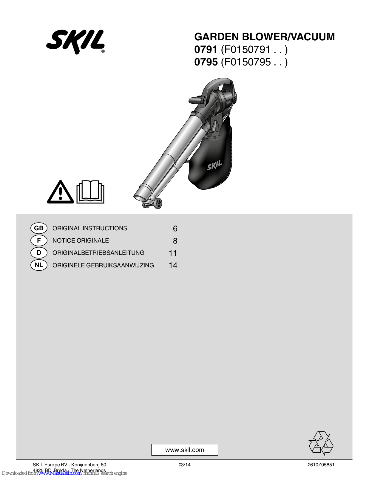 Skil F0150791, F0150795, 0795 Original Instructions Manual