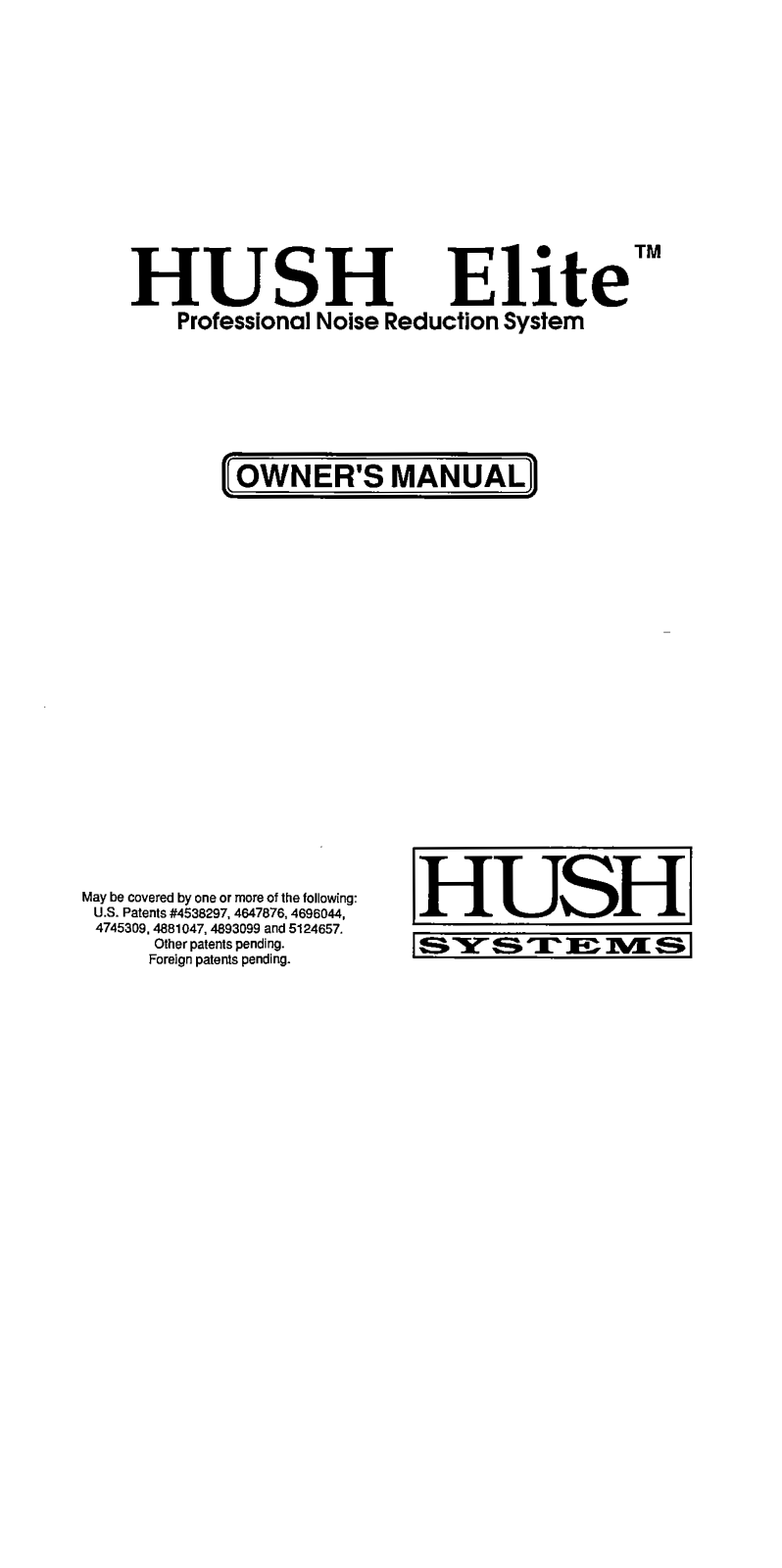 Rocktron HUSHELITE User Manual