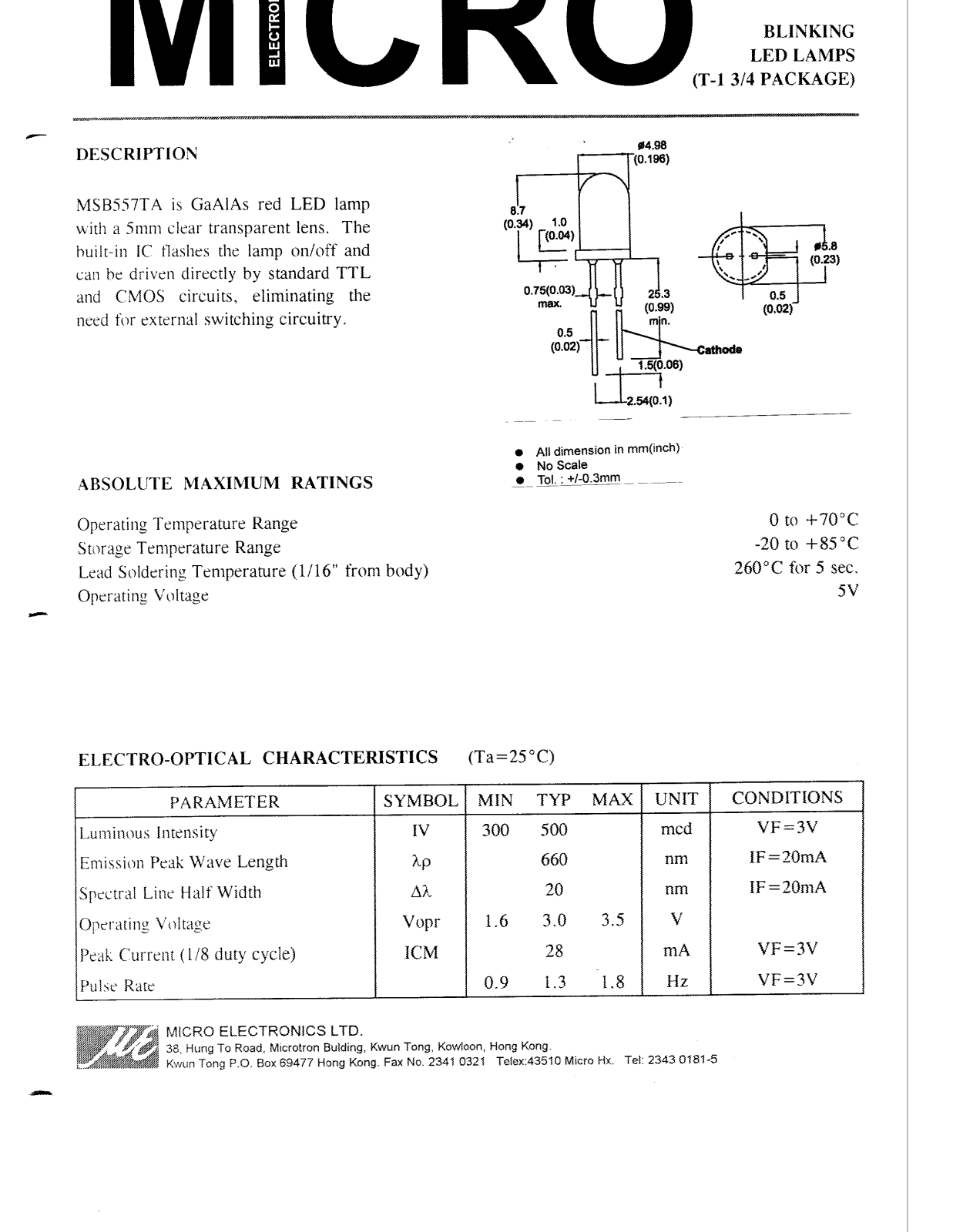 MICRO MSB557TA Datasheet