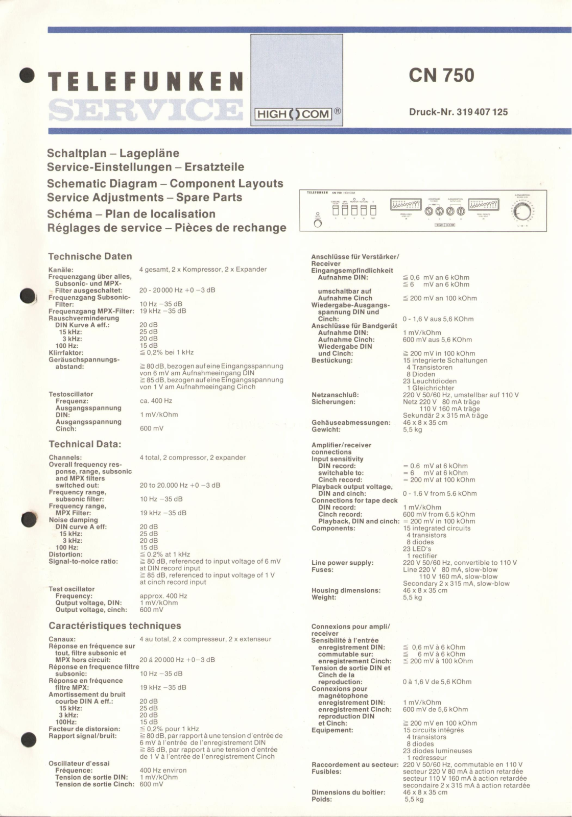 Telefunken CN-750 Service manual