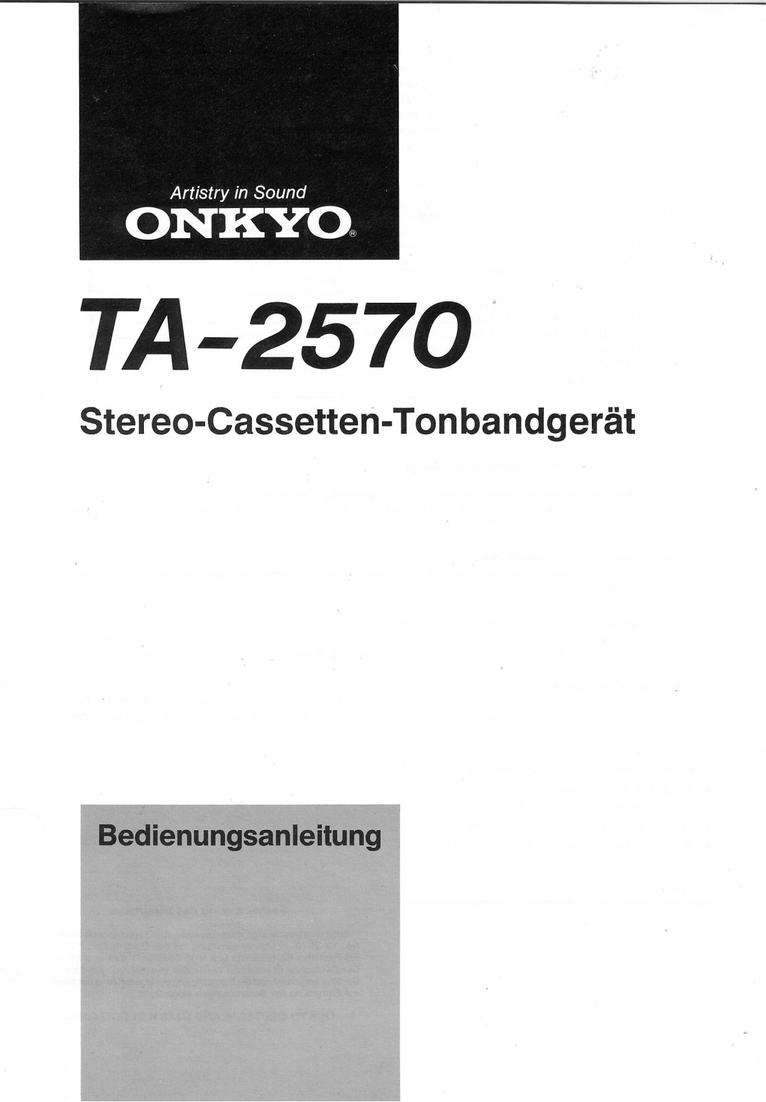 Onkyo TA-2570 User Manual