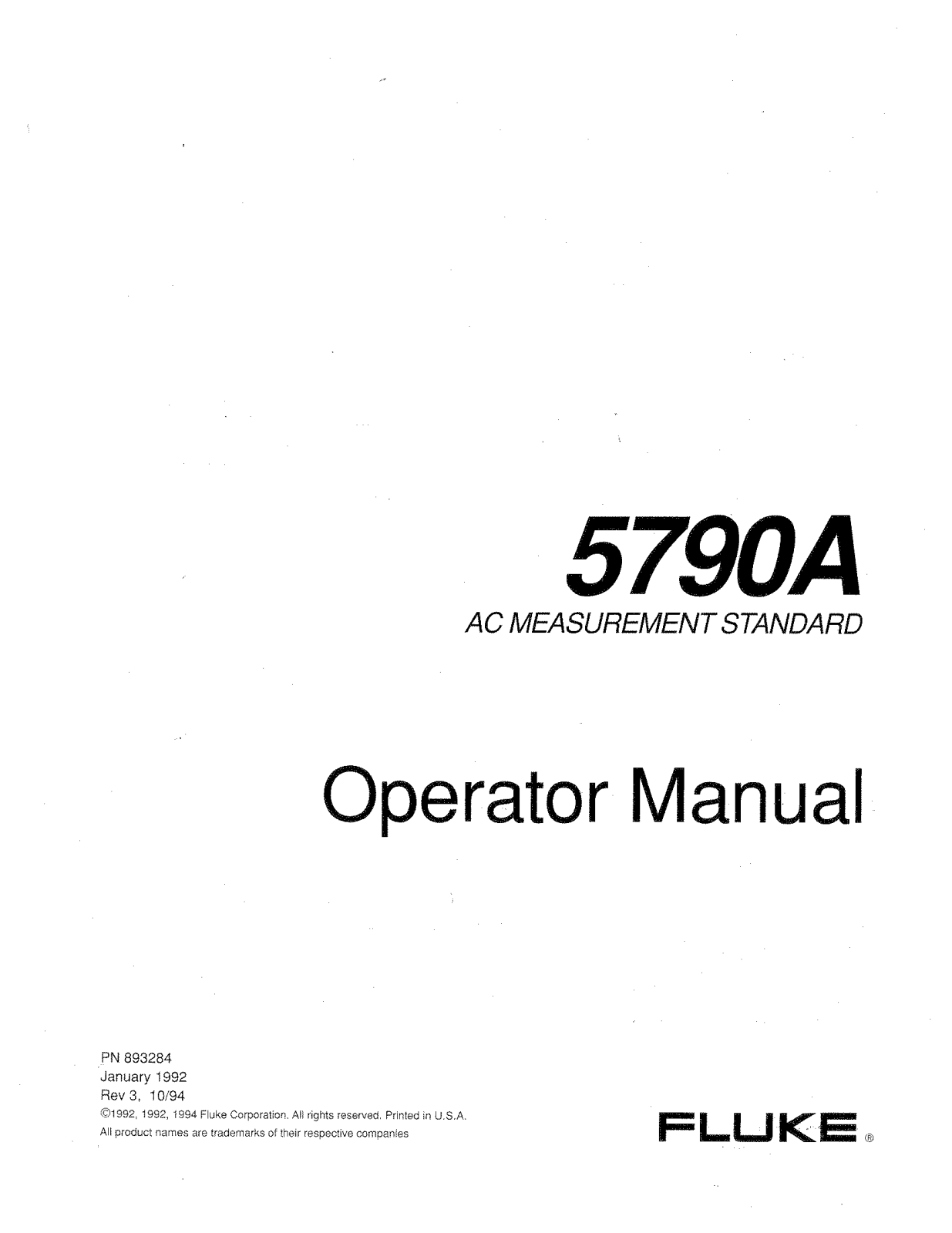 Fluke 5790A User Manual
