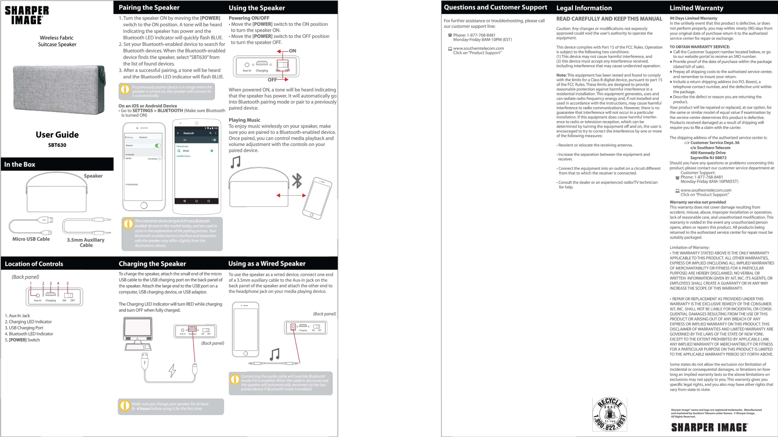 Sharper image SBT630 User Manual