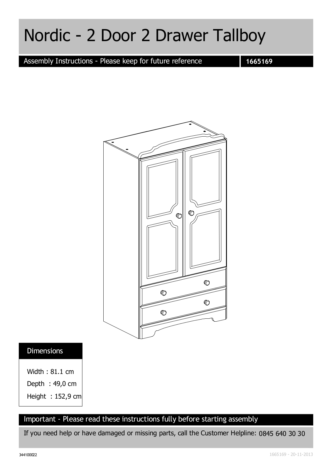 Argos NORDIC ASSEMBLY INSTRUCTIONS