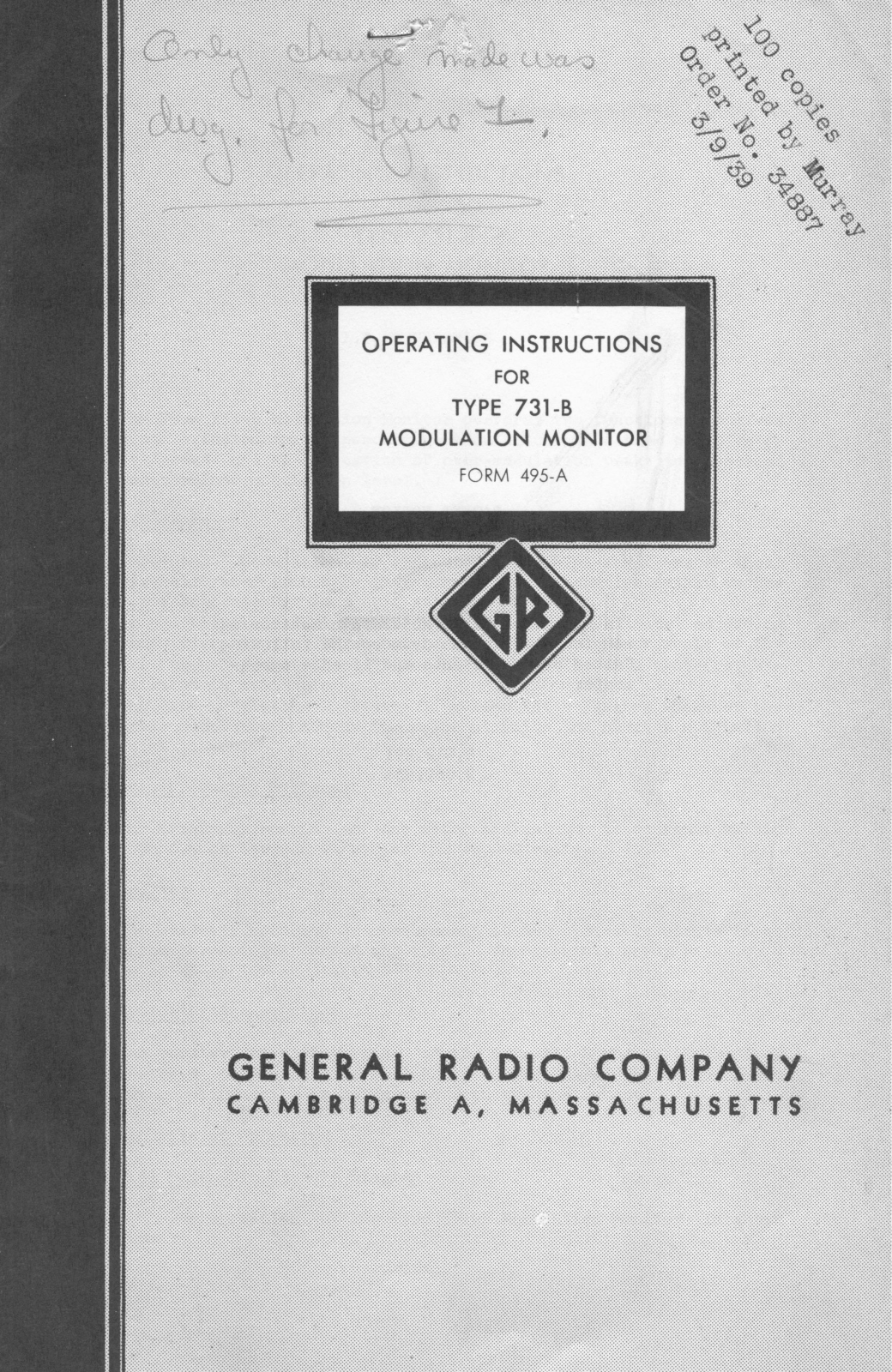 General Radio Company 731-B Service manual