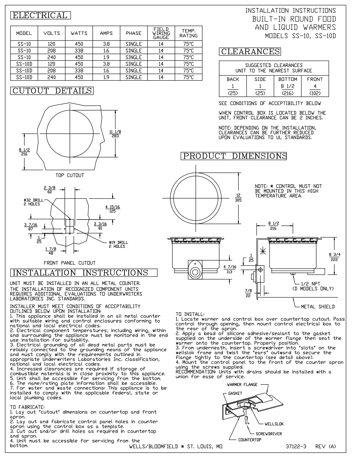 Wells SS-10 Installation  Manual