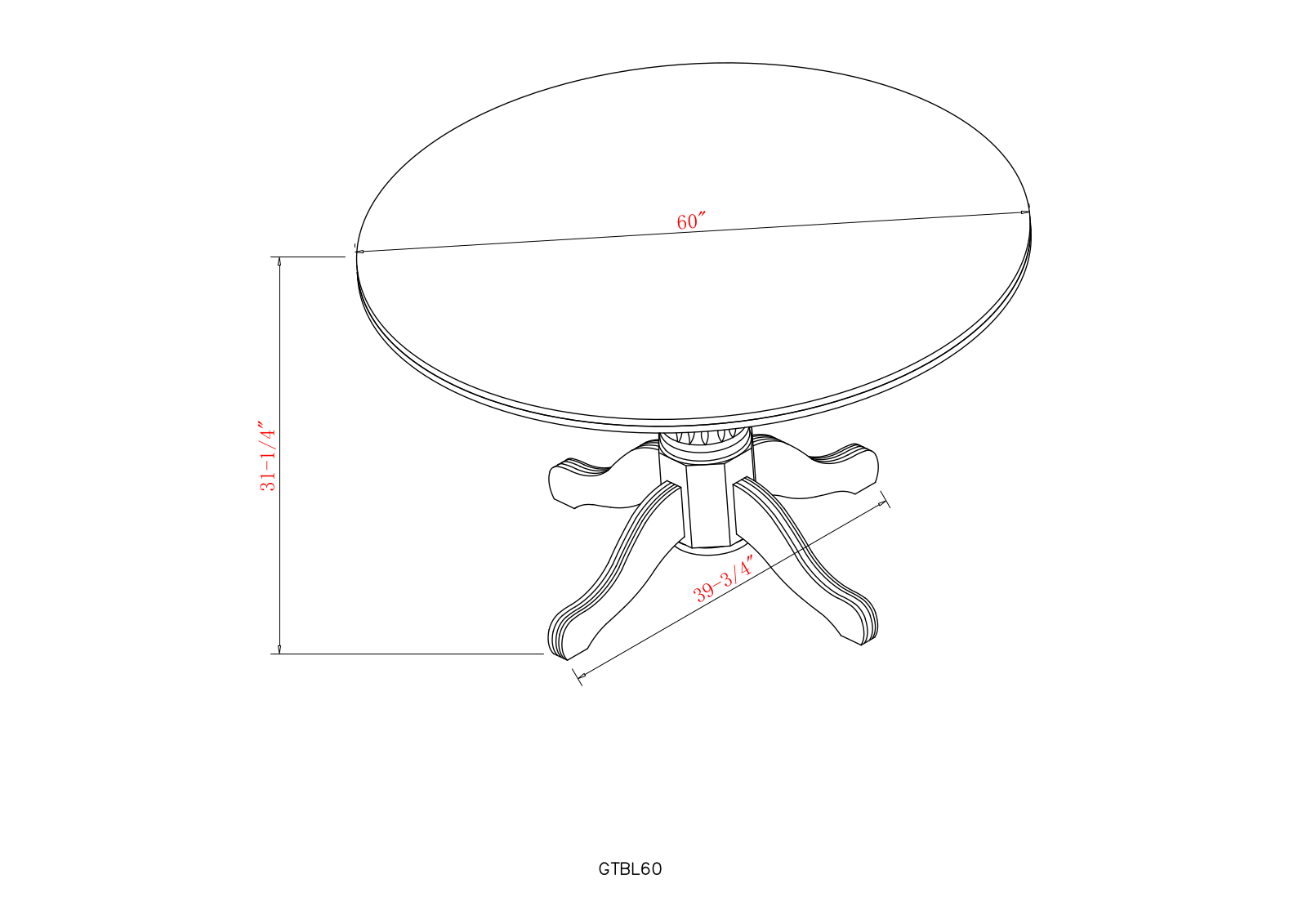 RAM Game Room GTBL60 Dimensions Guide