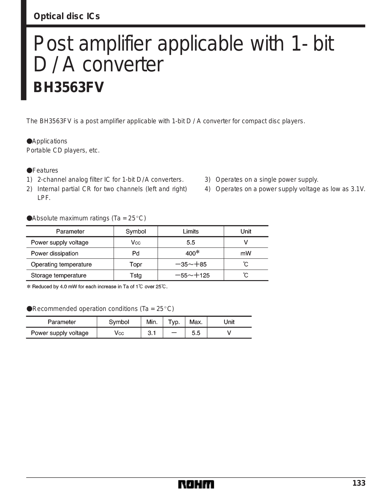 ROHM BH3563FV Datasheet