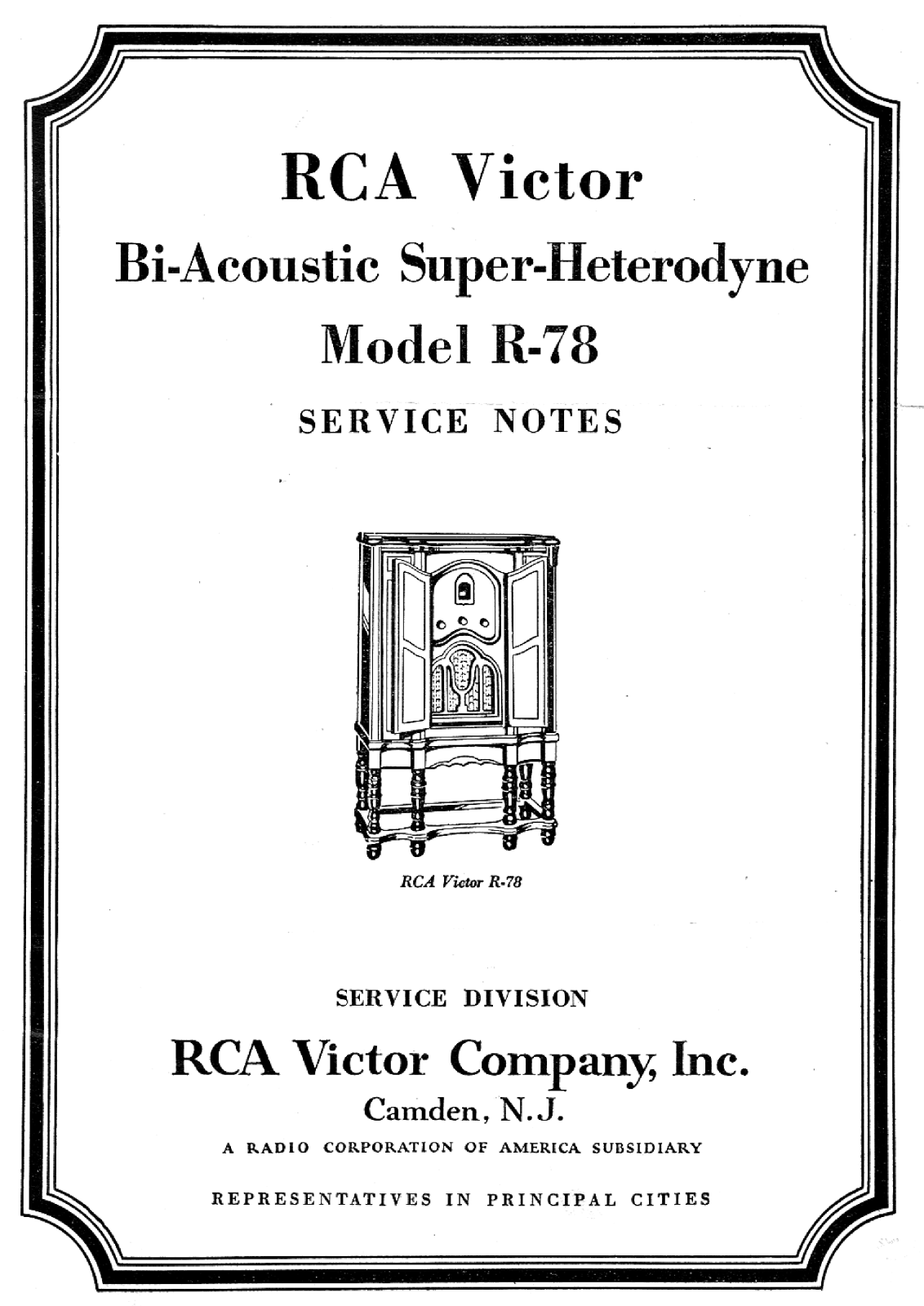 RCA R-78 Owners manual