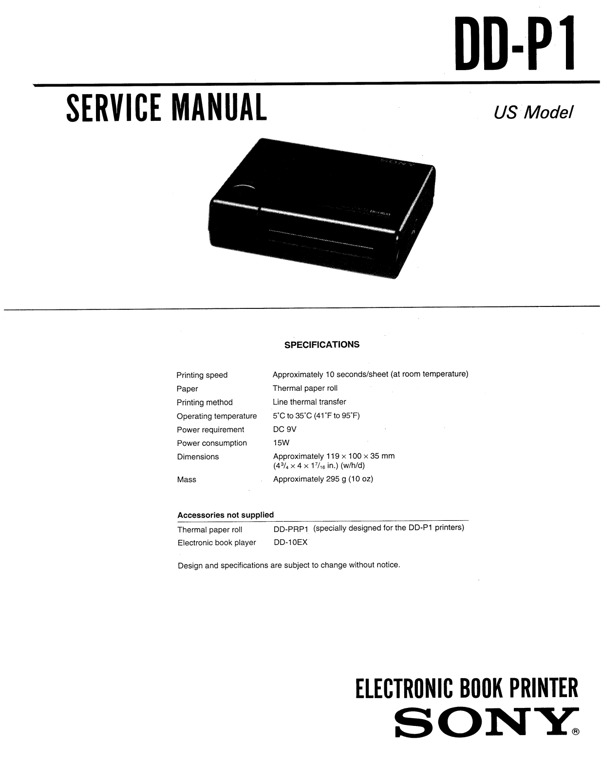 Sony DDP-1 Service manual