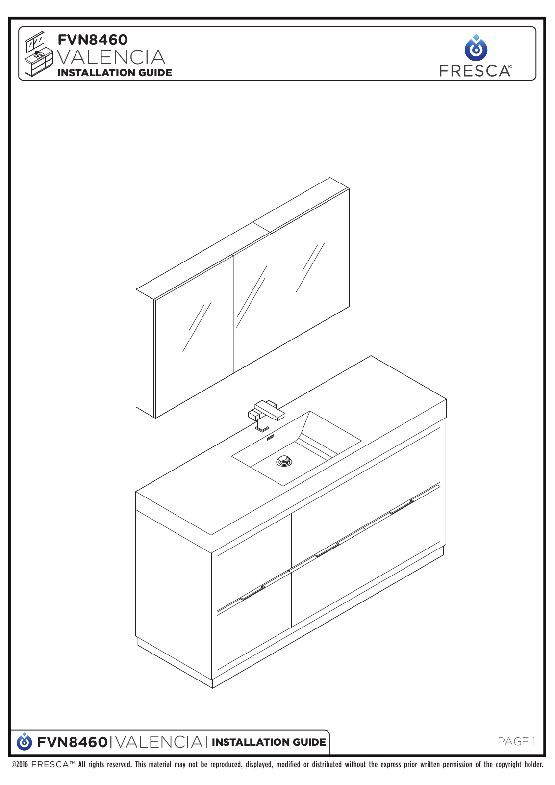 Fresca FCB8460WHI Installation Manual