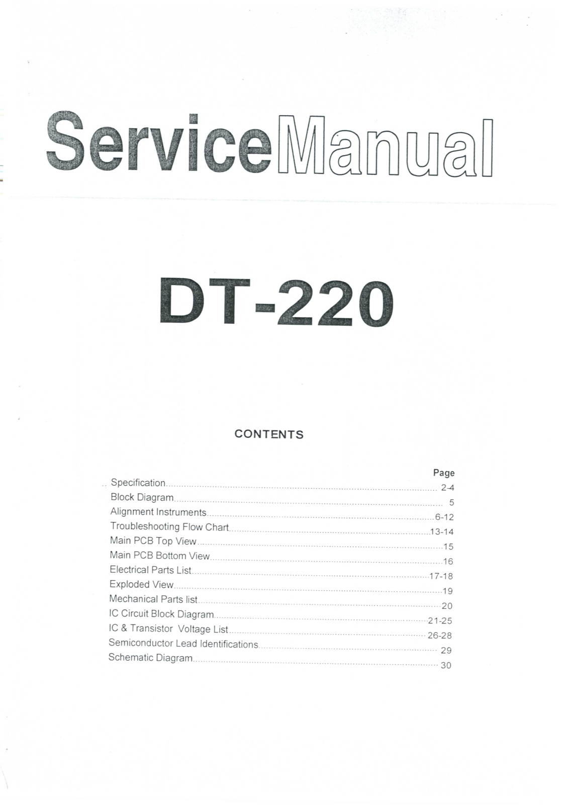 Sangean DT220 Service Manual