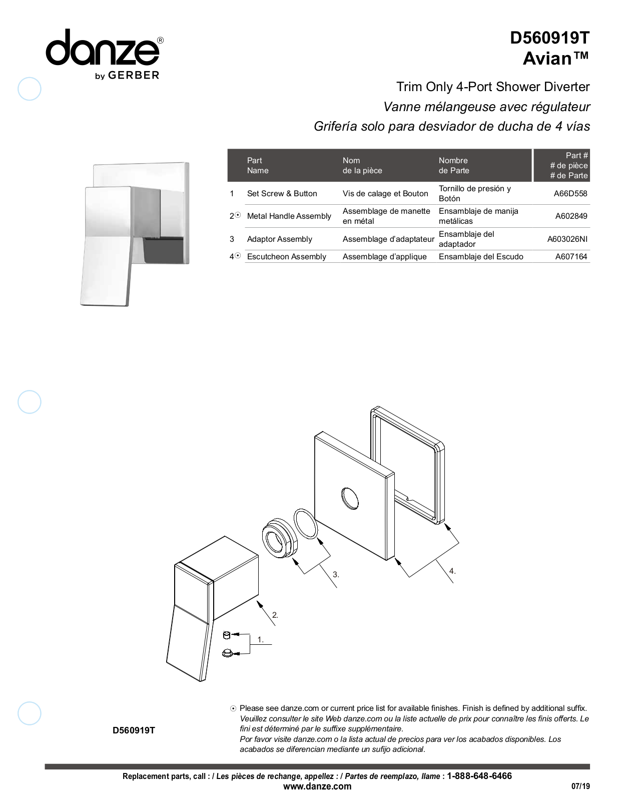 Gerber D560919BST, D560919T, D560919BNT Installation Manual