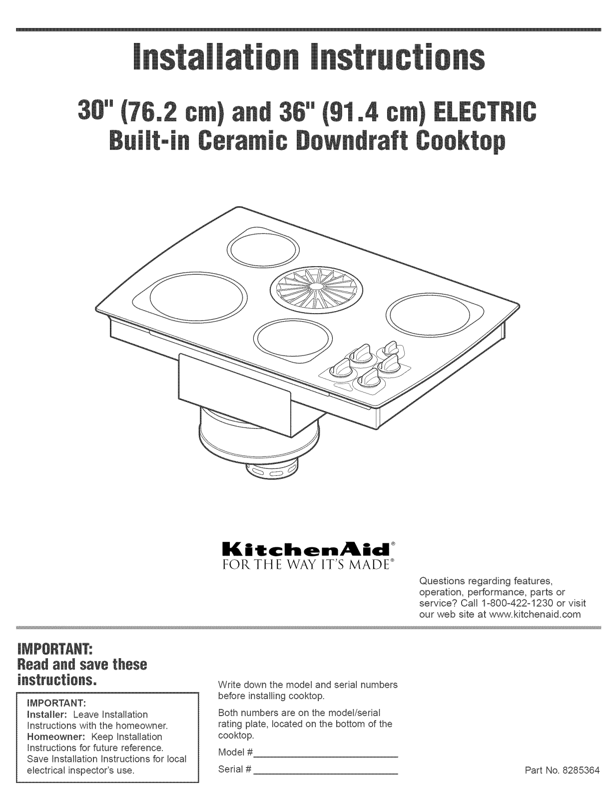 KitchenAid KECD865HWH3, KECD865HWH2, KECD865HBT2, KECD865HBT3, KECD865HBL05 Installation Guide